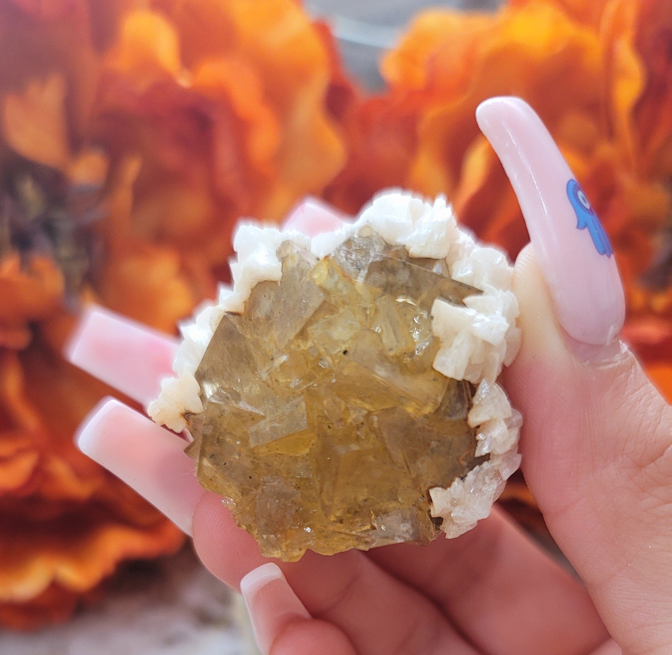 Yellow Fluorite with Calcite Raw Cluster for Confidence, Focus and Memory