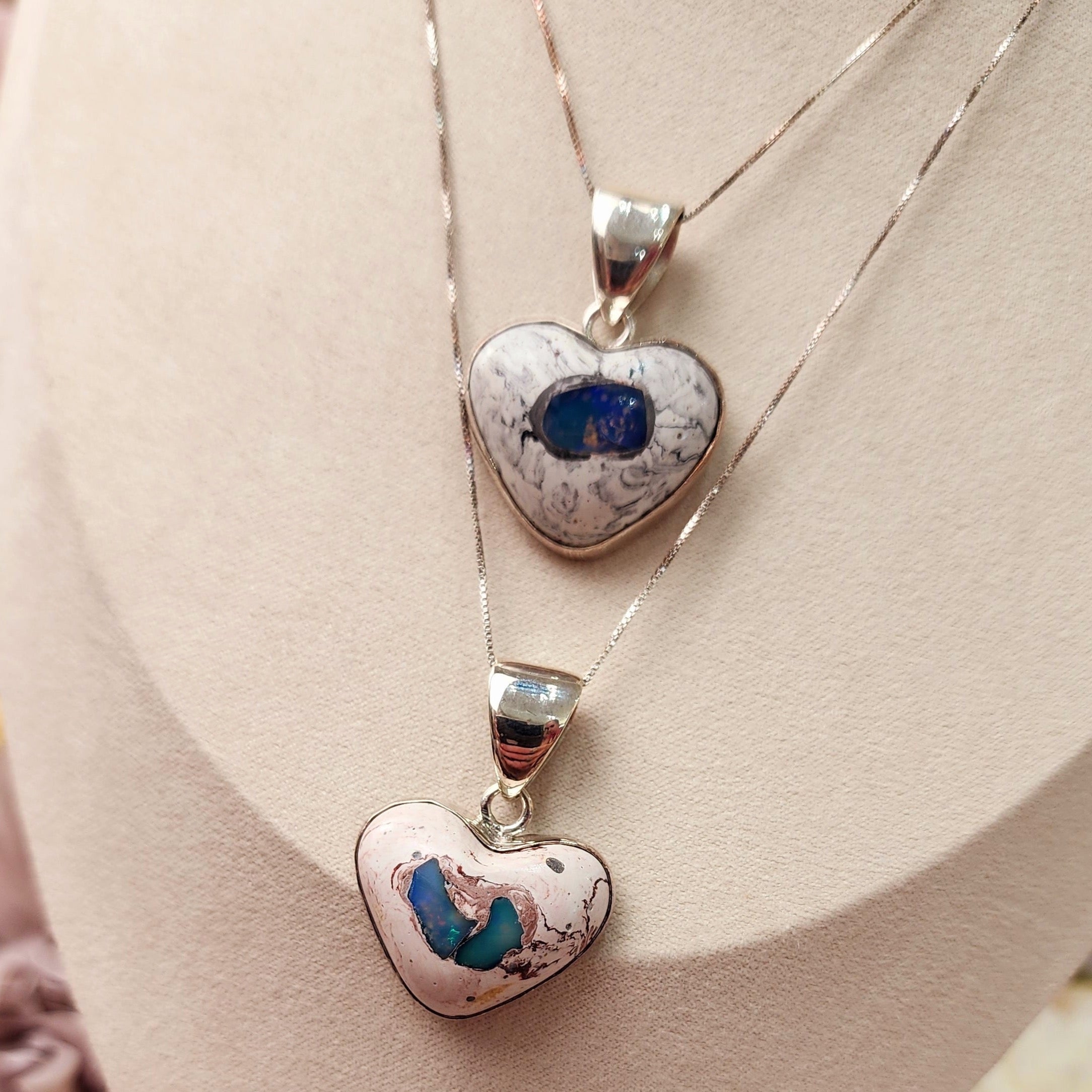 Mexican Fire Opal Heart Necklace for Joy and Transformation