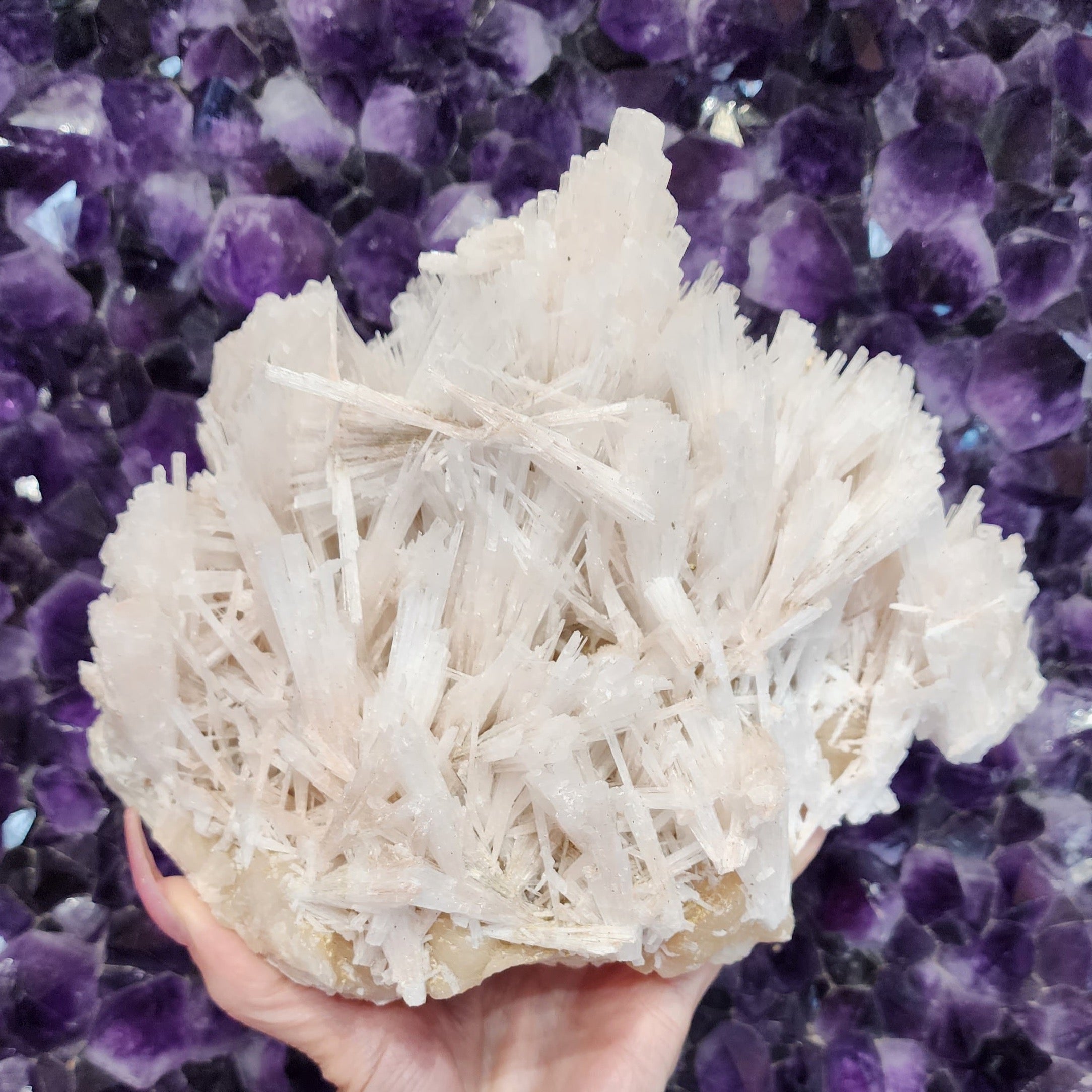 Scolecite on Peach Stilbite Specimen for Expanding your Consciousness and Inner Peace