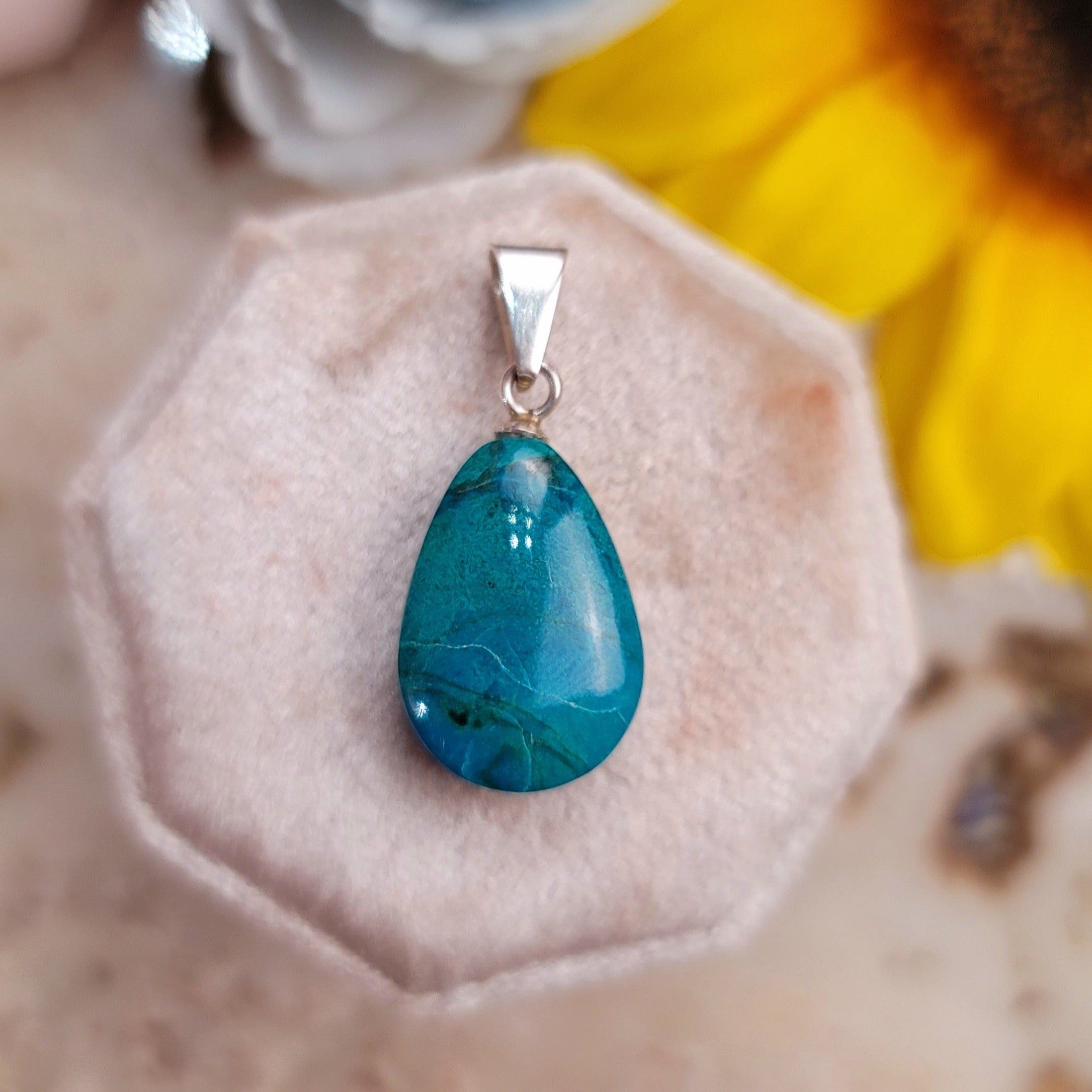 Chrysocolla & Malachite Drilled Pendant for Empowerment and Transformation