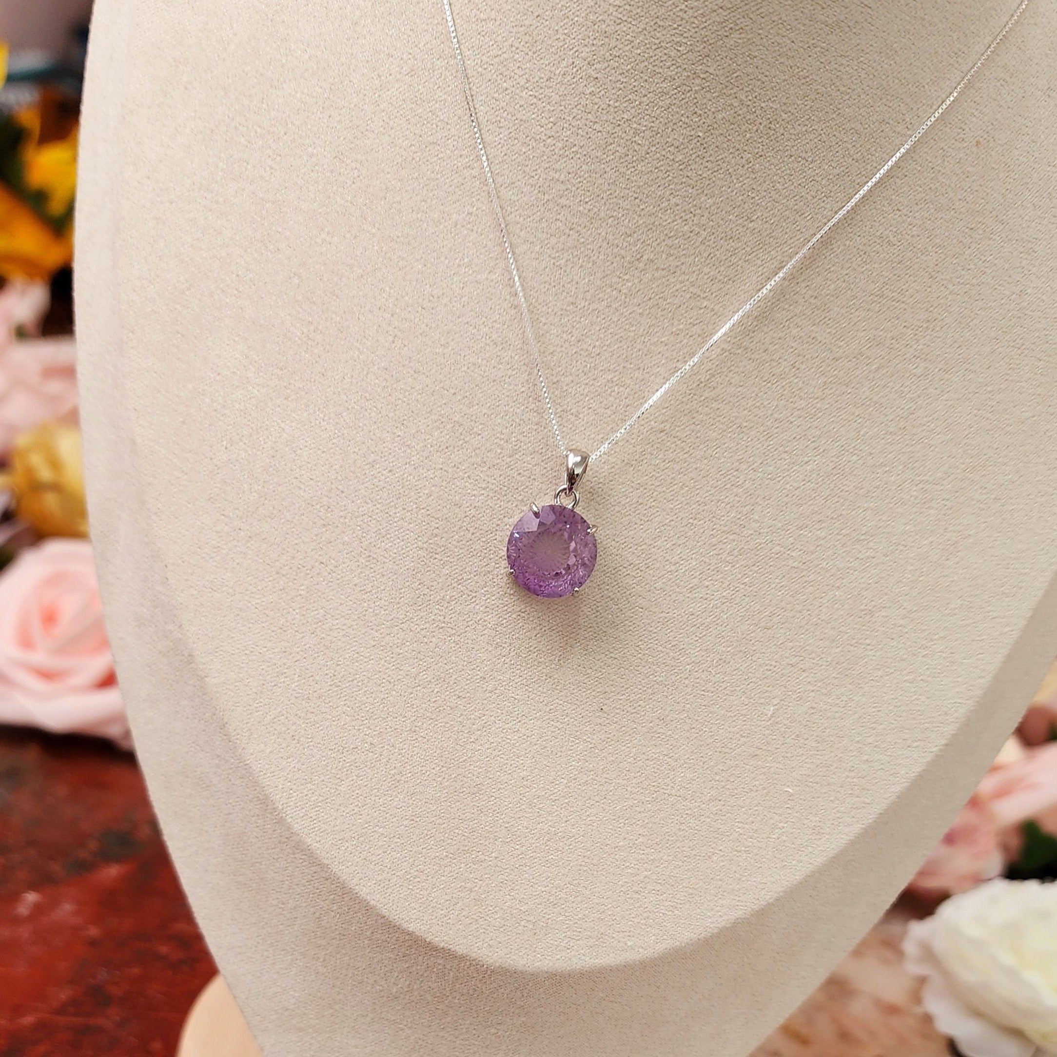 Amethyst Carved Necklace for Intuition and Protection