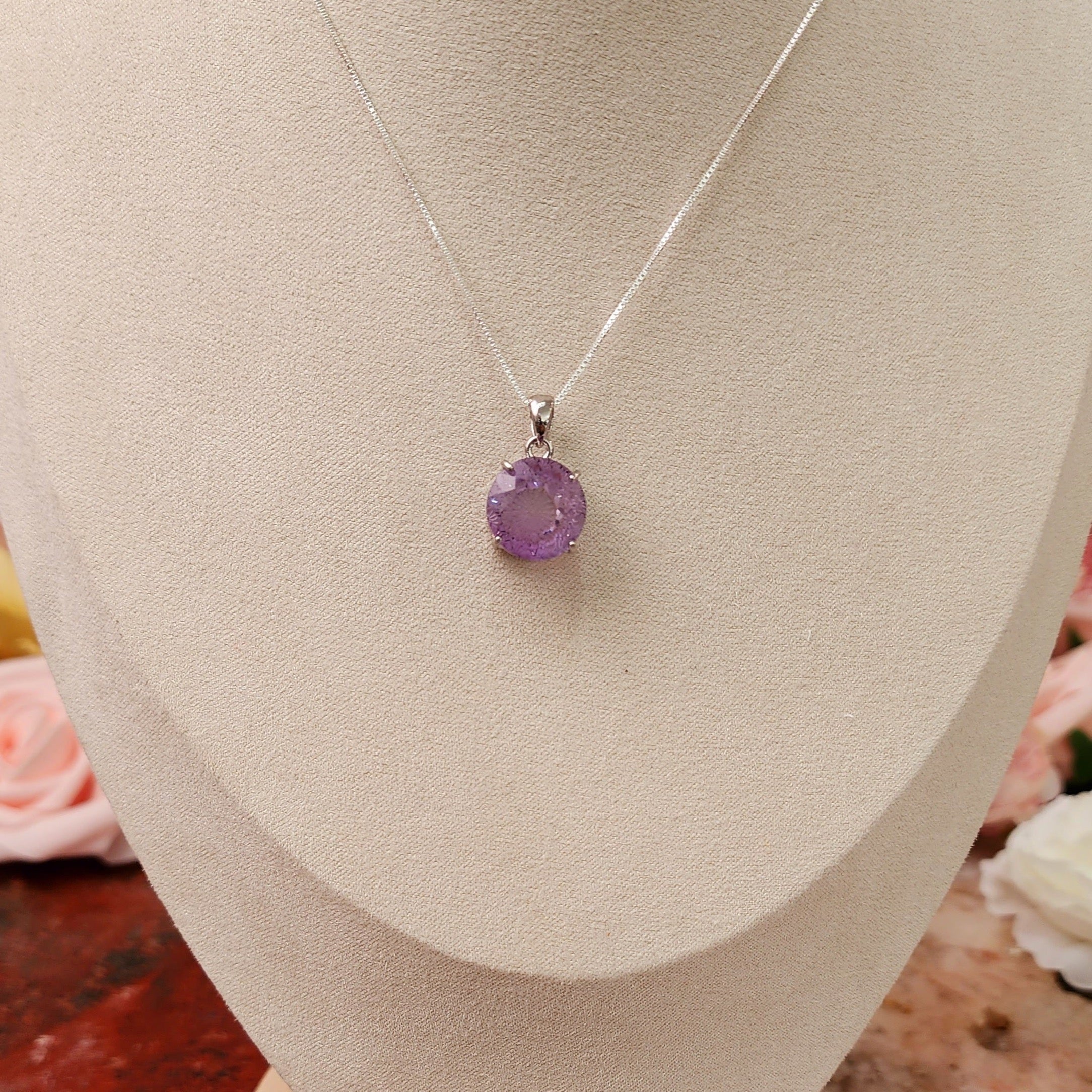 Amethyst Carved Necklace for Intuition and Protection