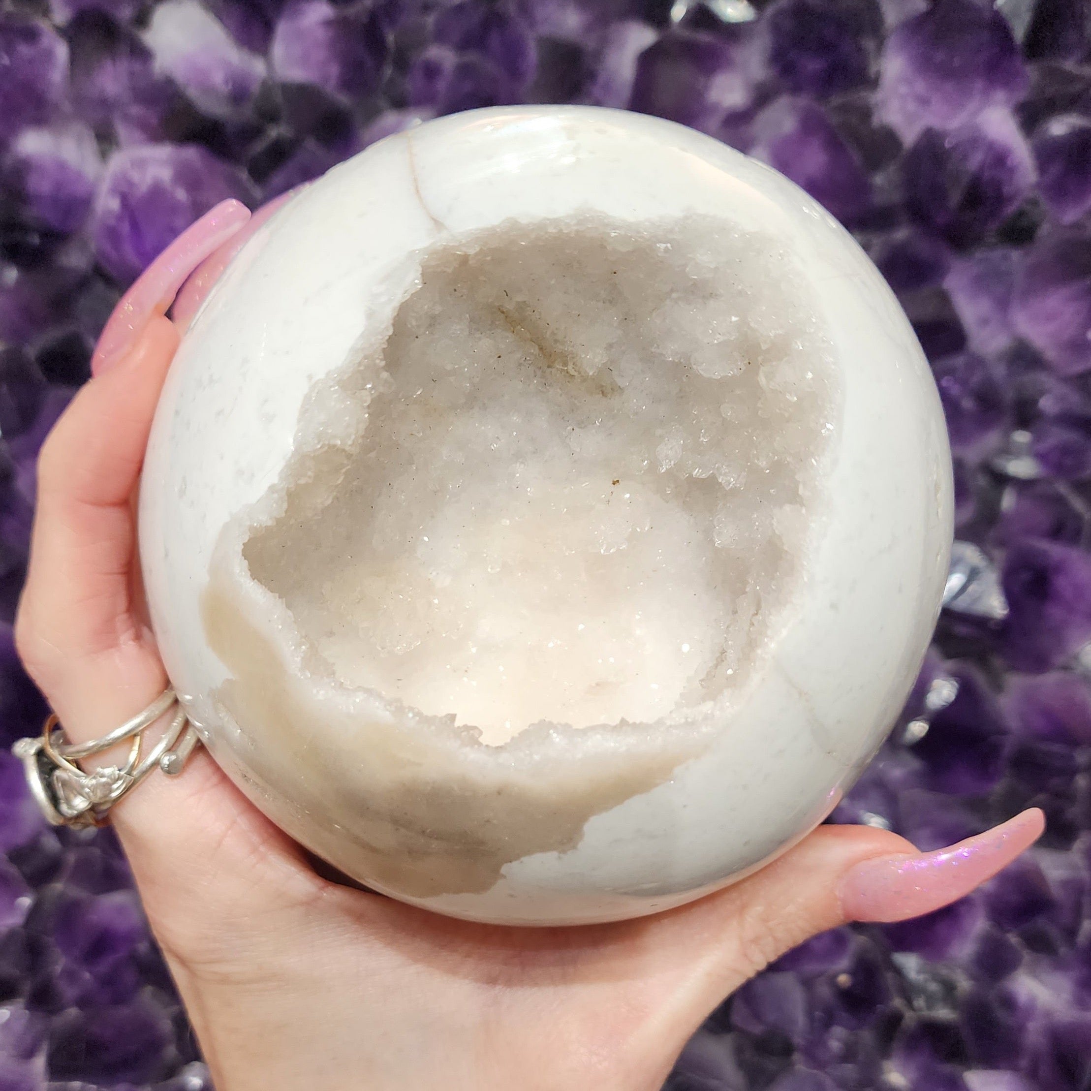White Plume Agate Sphere for Mental Health, Peace and Positive Energy