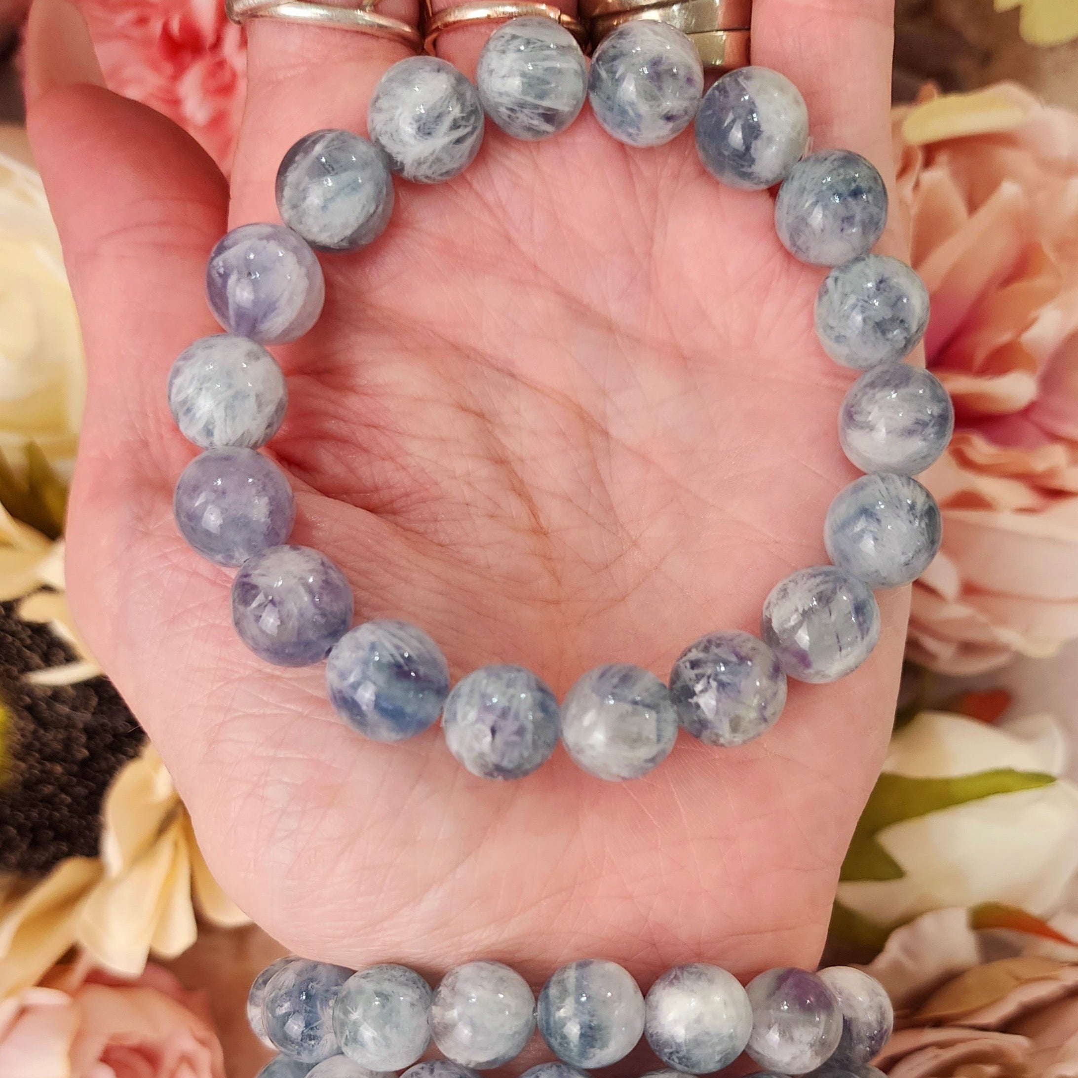 Blue Fluorite Feather Bracelet for Third Eye Activation & Psychic Clarity