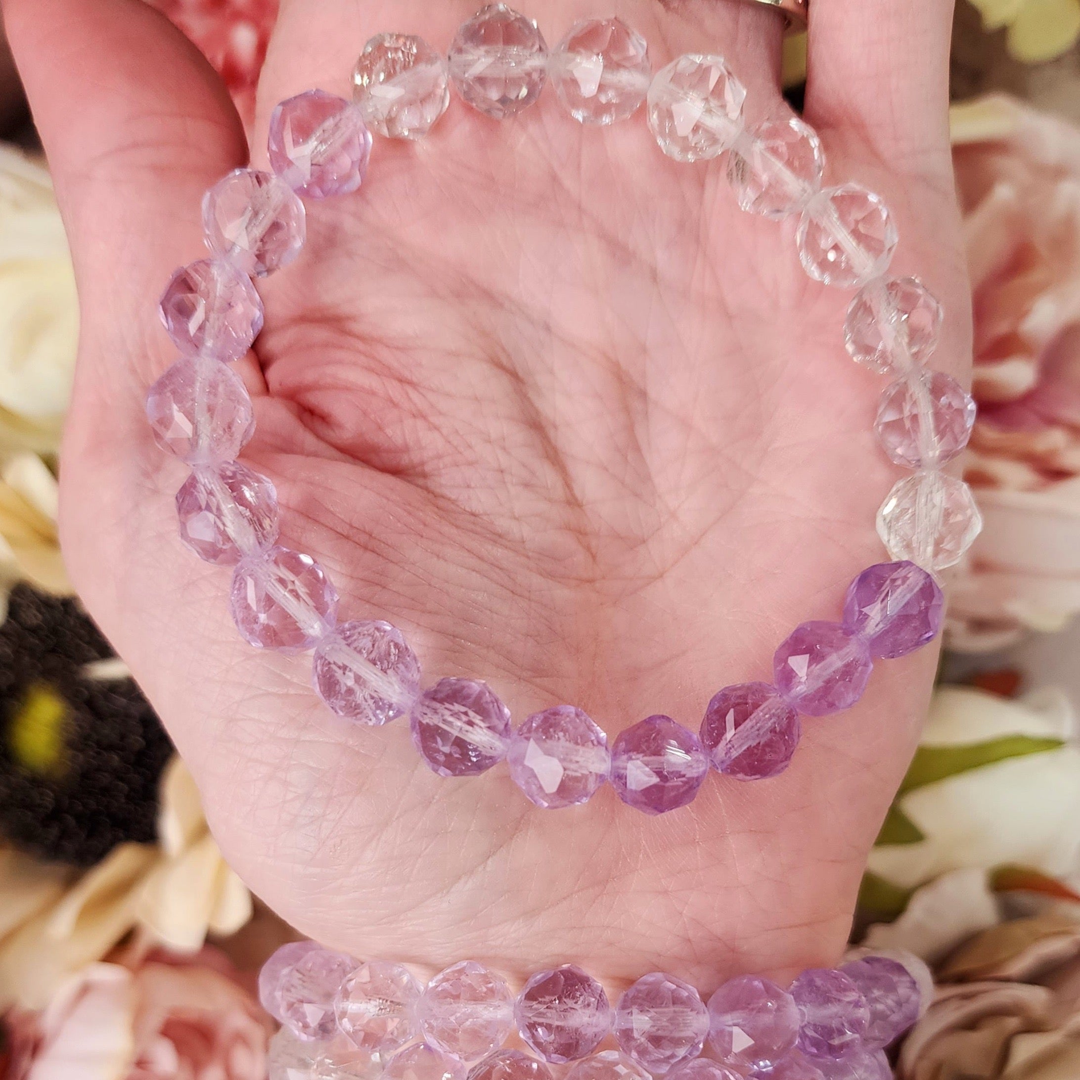 Amethyst Faceted Waterfall Bracelet for Intuition, Connection with the Divine and Sobriety