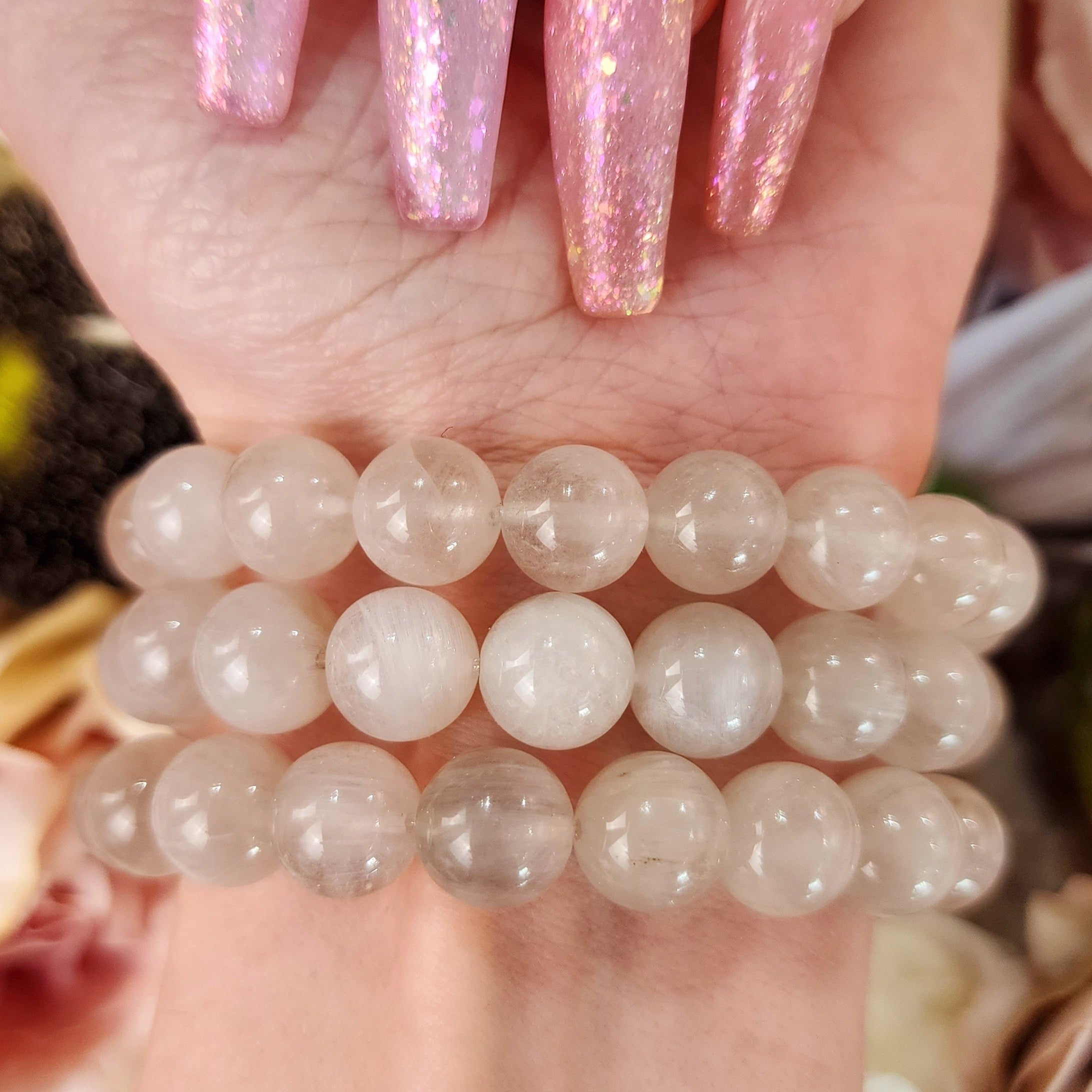 Icey White Rutile in Quartz Bracelet (AAA Grade) for Awakening your Spiritual Gifts, Connection with Angels and Ancestors