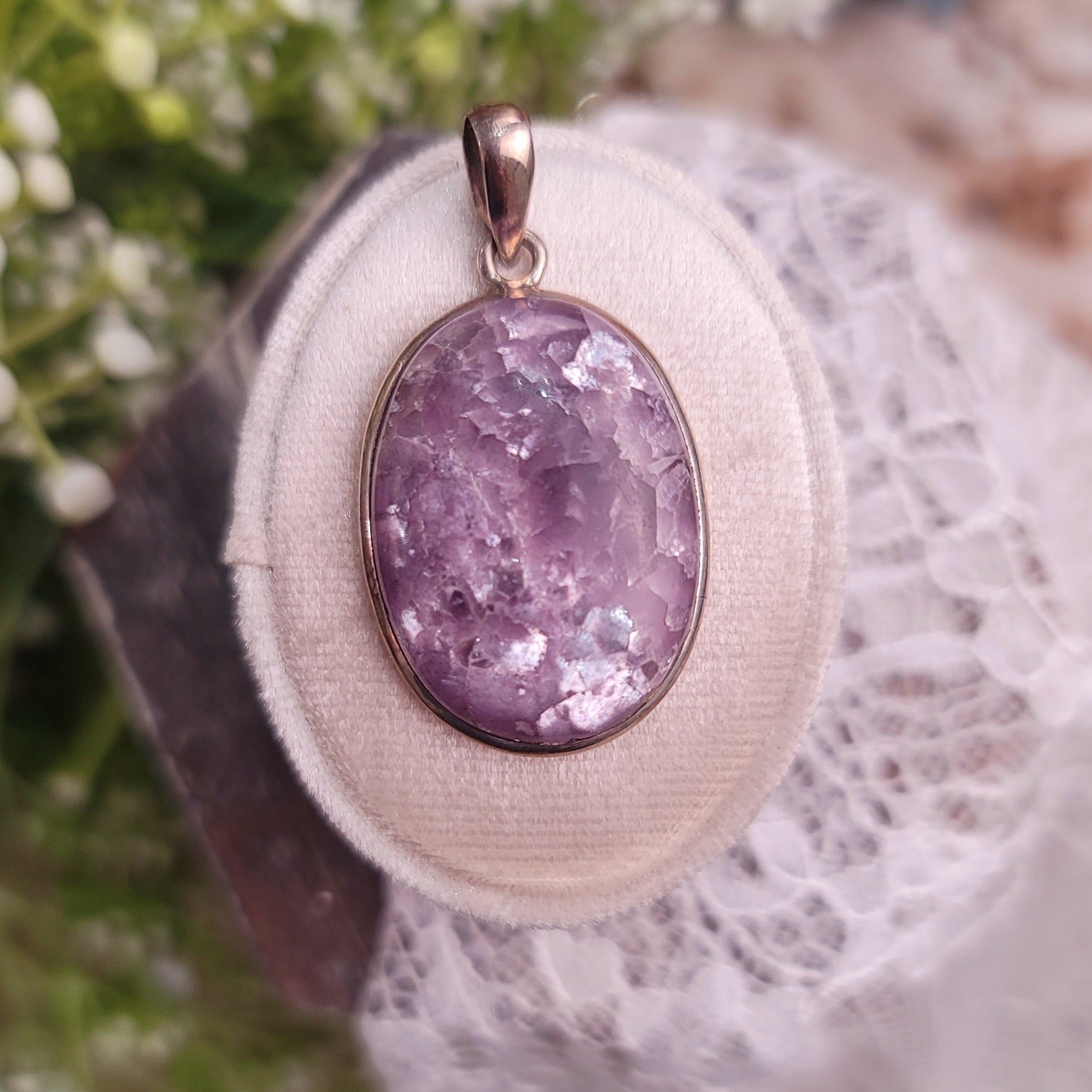Lepidolite Pendant for Stress Relief and Peaceful Sleep