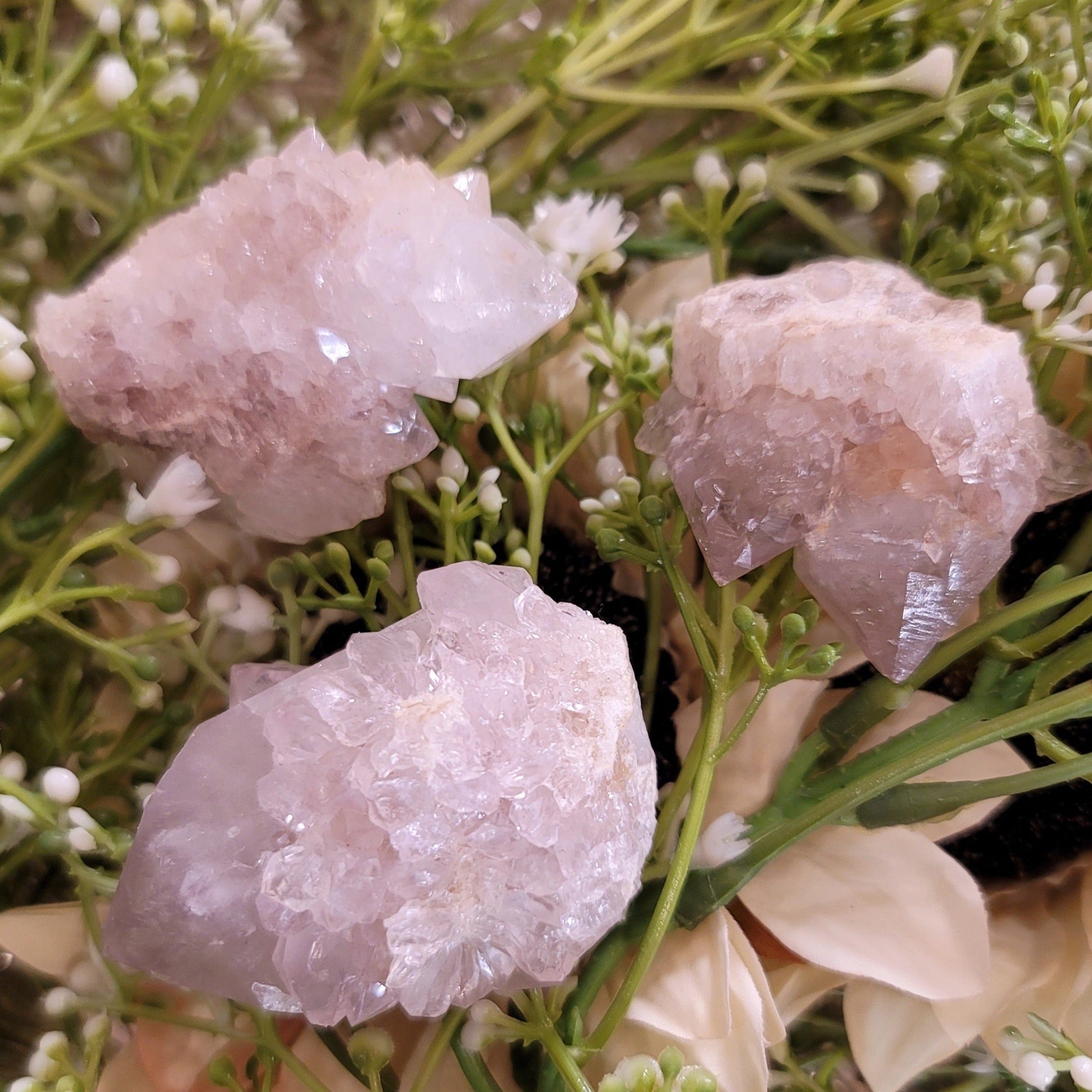 White Spirit Quartz Cluster for Harmony, Spiritual Alignment and Growth on Your Life Path