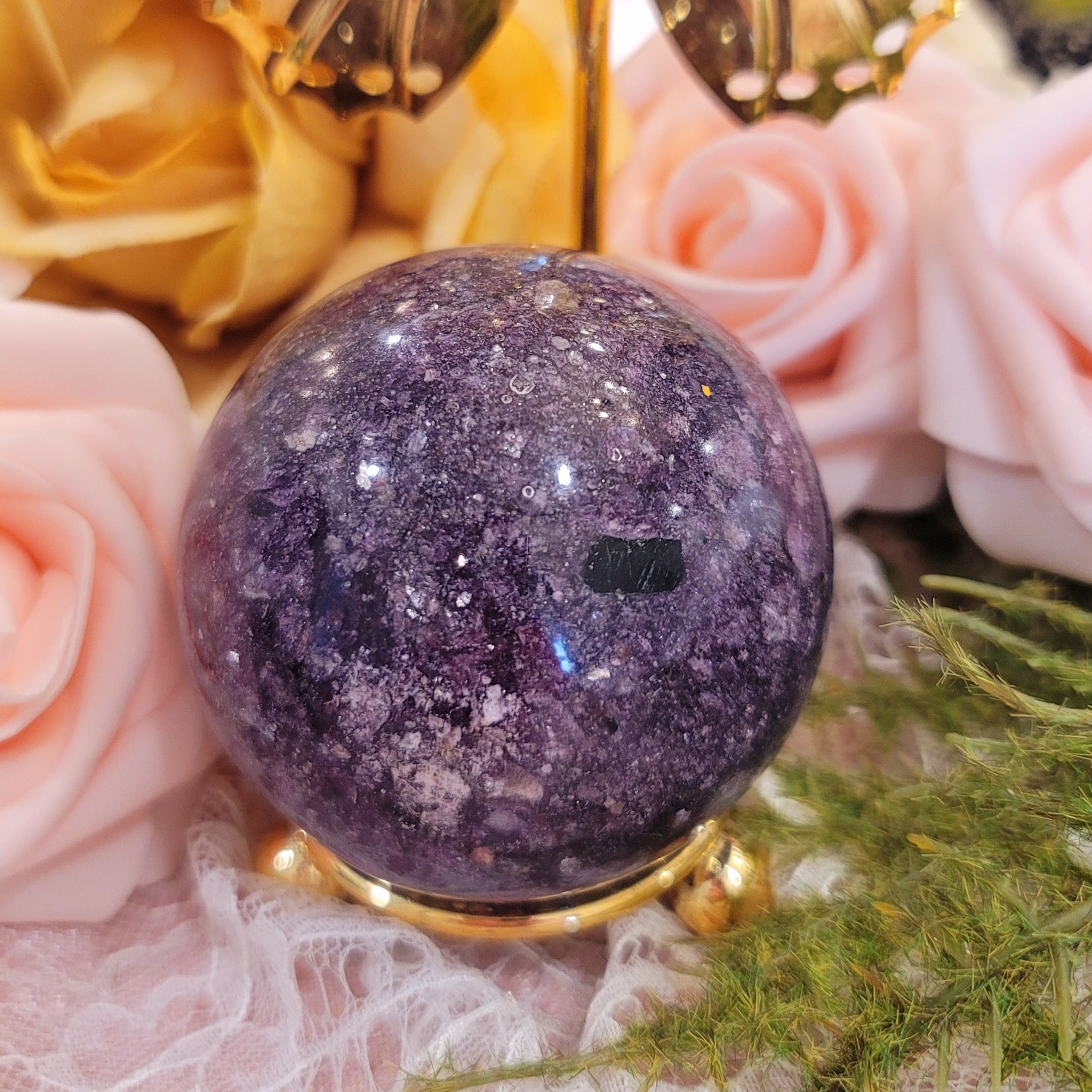 Lepidolite Sphere for Stress Relief and Peaceful Sleep