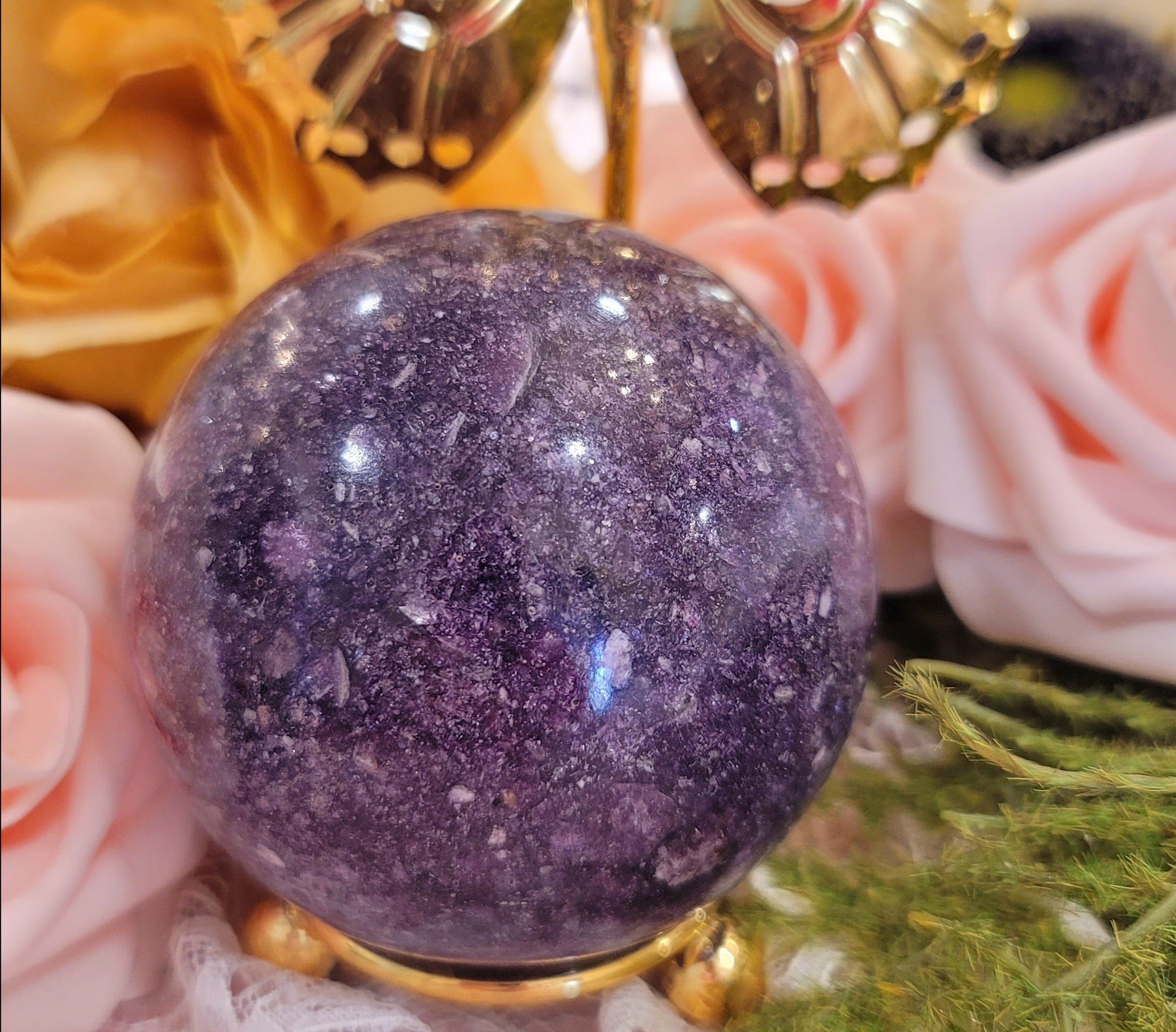 Lepidolite Sphere for Stress Relief and Peaceful Sleep