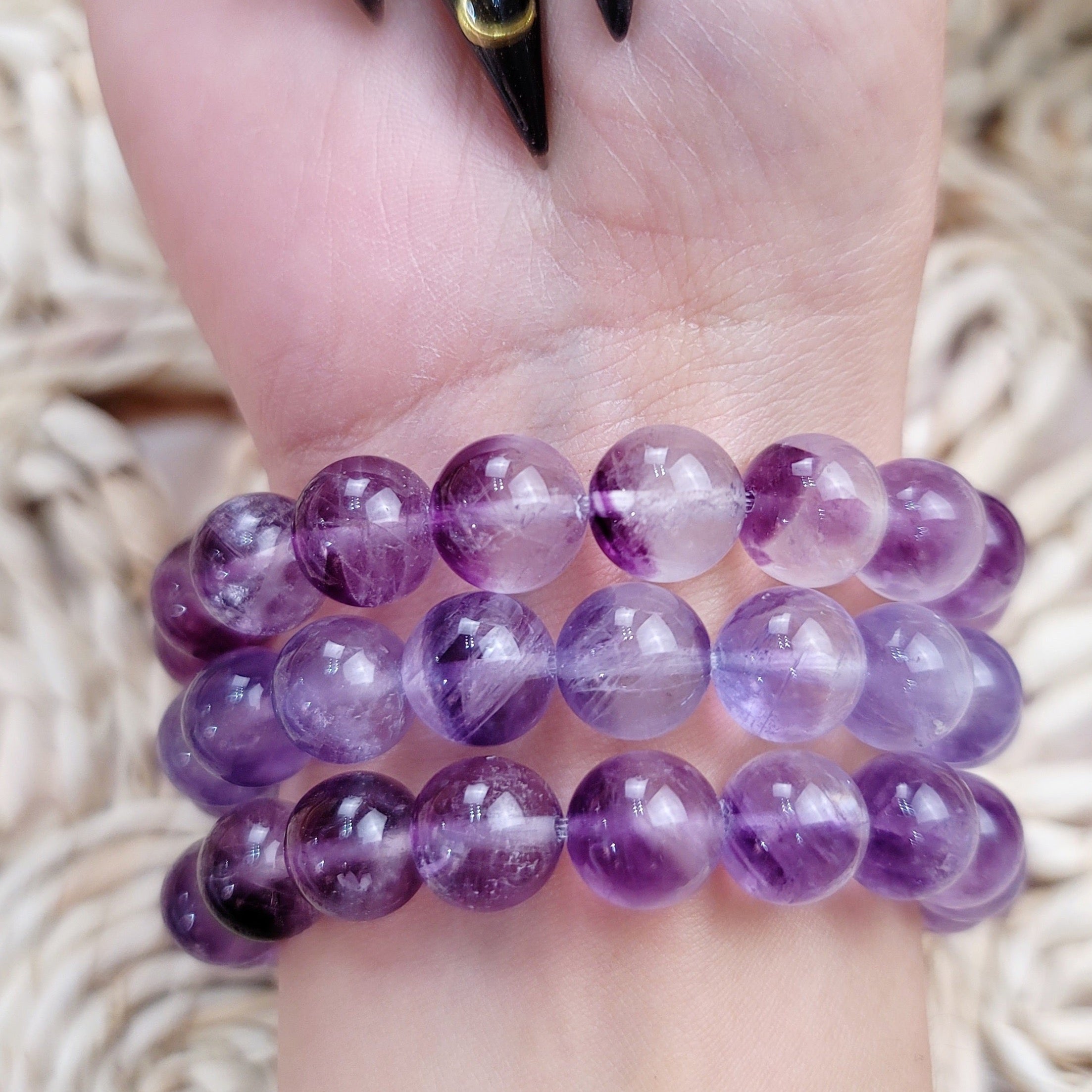 Chevron Purple Fluorite Bracelet for Focus, Intuition and Stress Relief