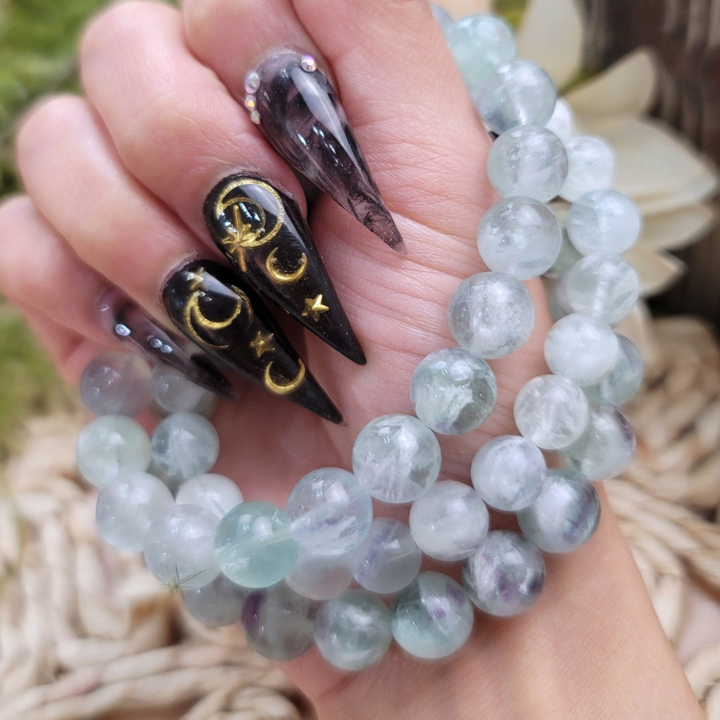 Green Feather Fluorite Bracelet (AAA Grade) for Focus, Learning