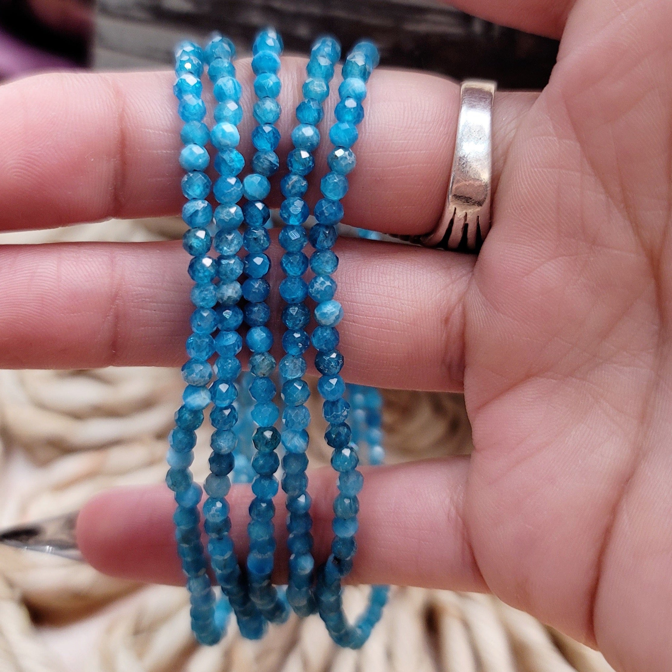 Blue Apatite Faceted Bracelet for Confidence, Intuition and Power