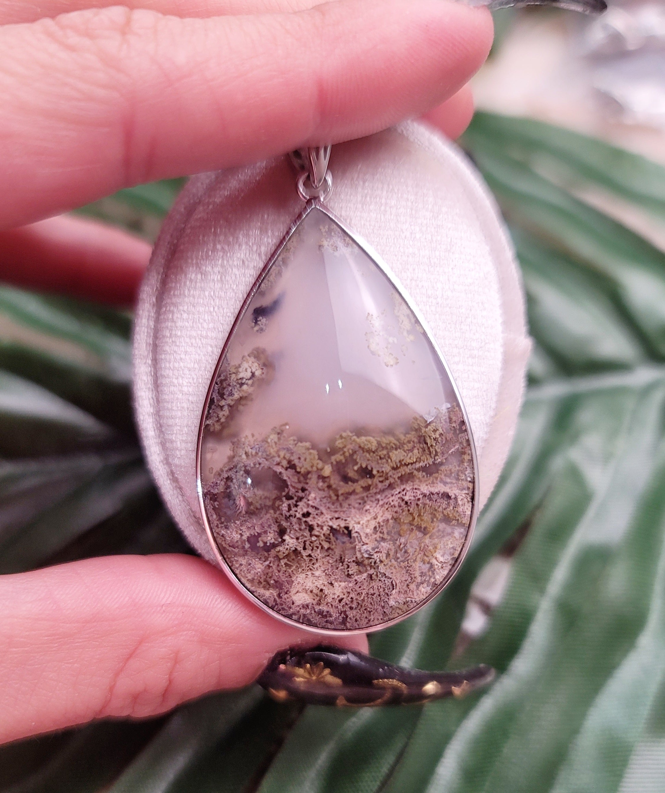 Moss Agate Pendant (High Quality) for Grounding and Manifesting .925 Sliver