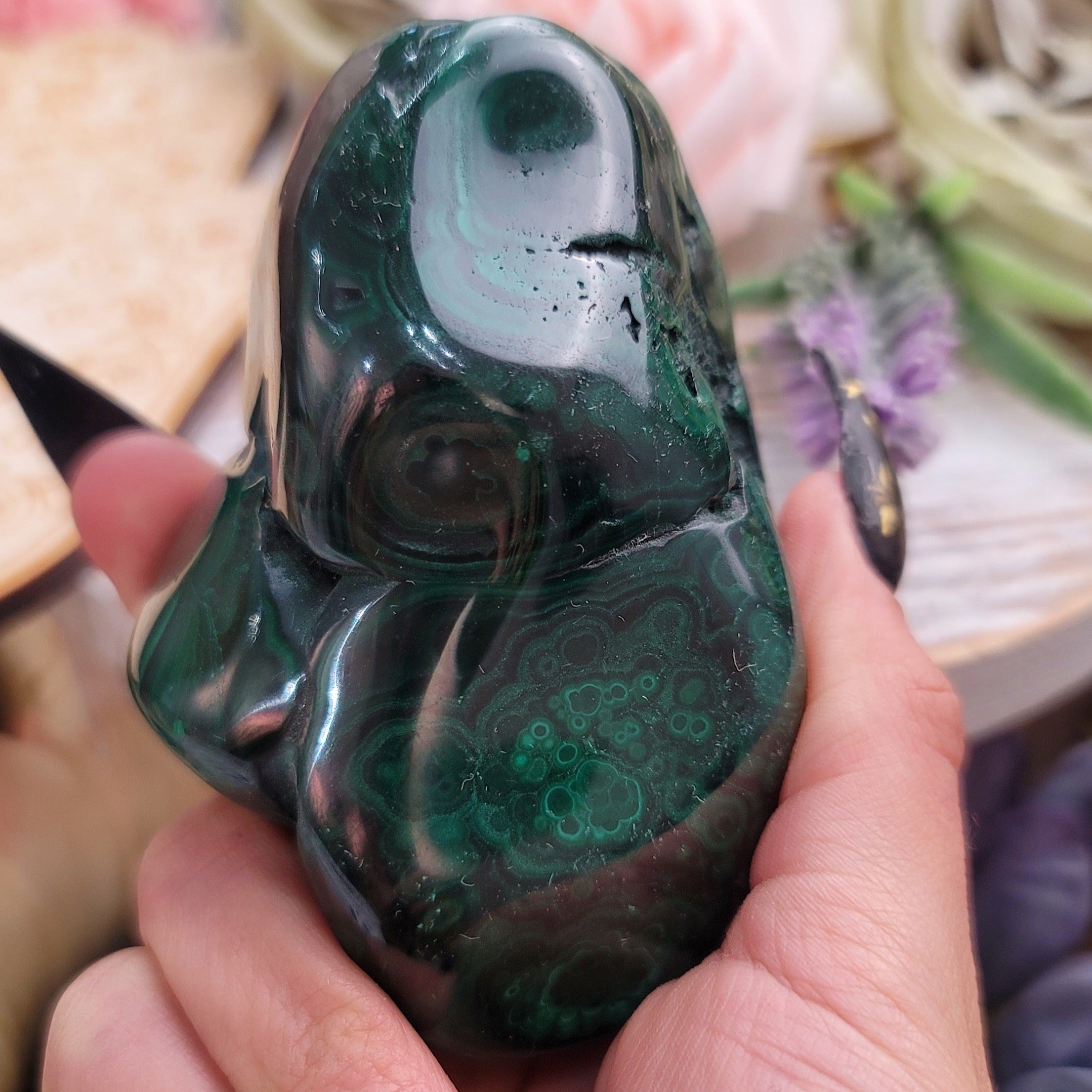 Malachite Free Form for Abundance, Protection and Transformation