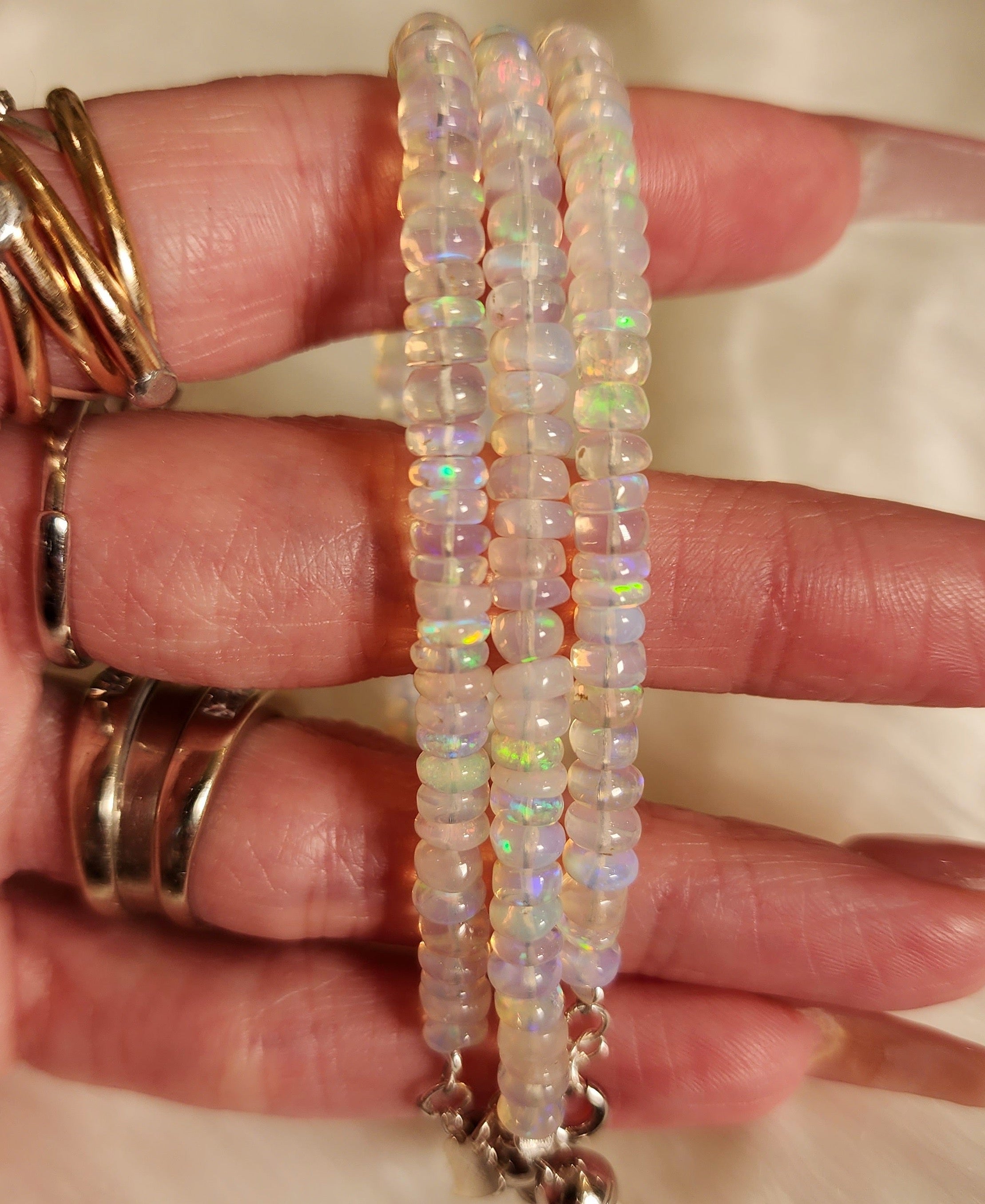 Ethiopian Opal Micro Faceted Bracelet With Magnetic Clasps