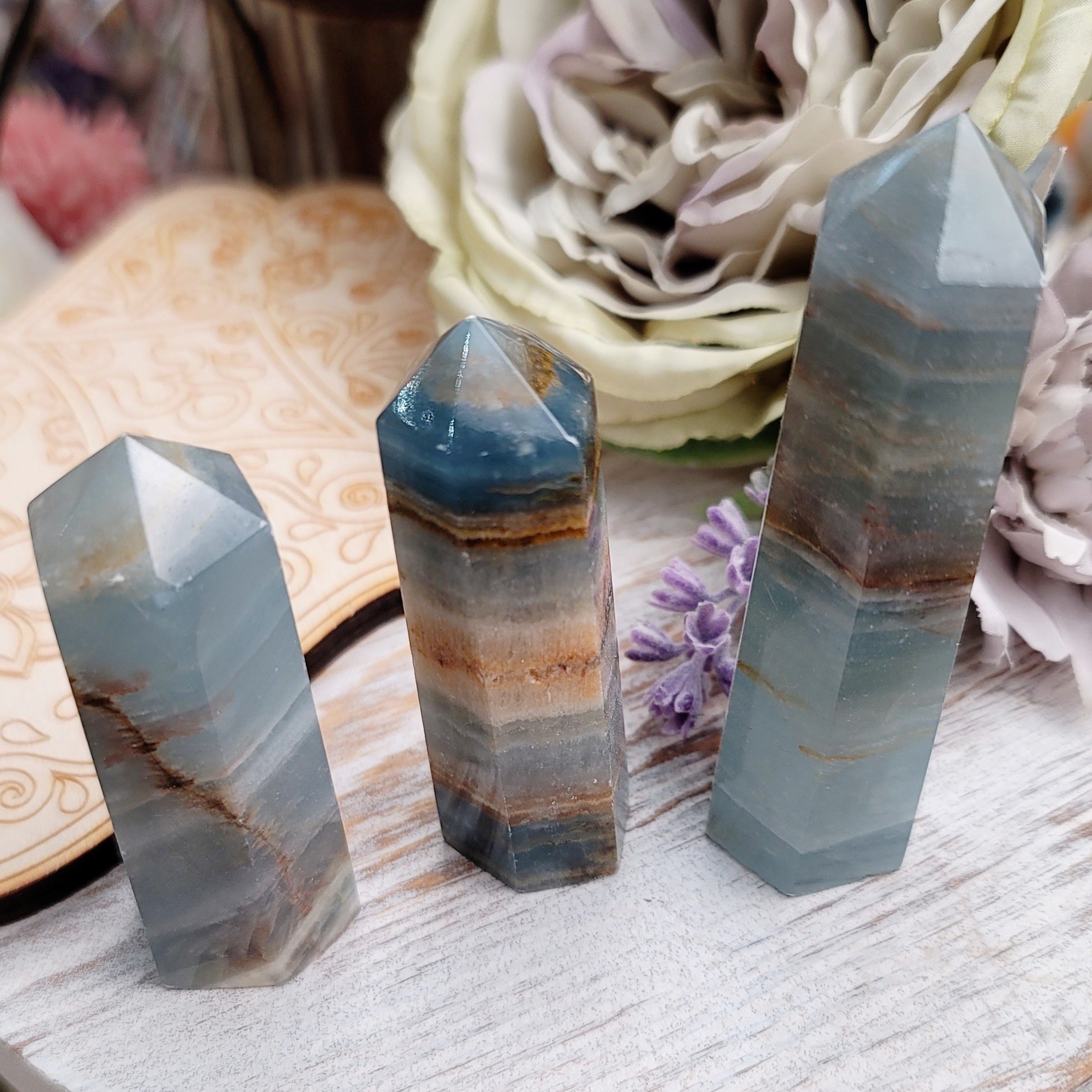 Blue Onyx Point for Happiness, Healing and Peace