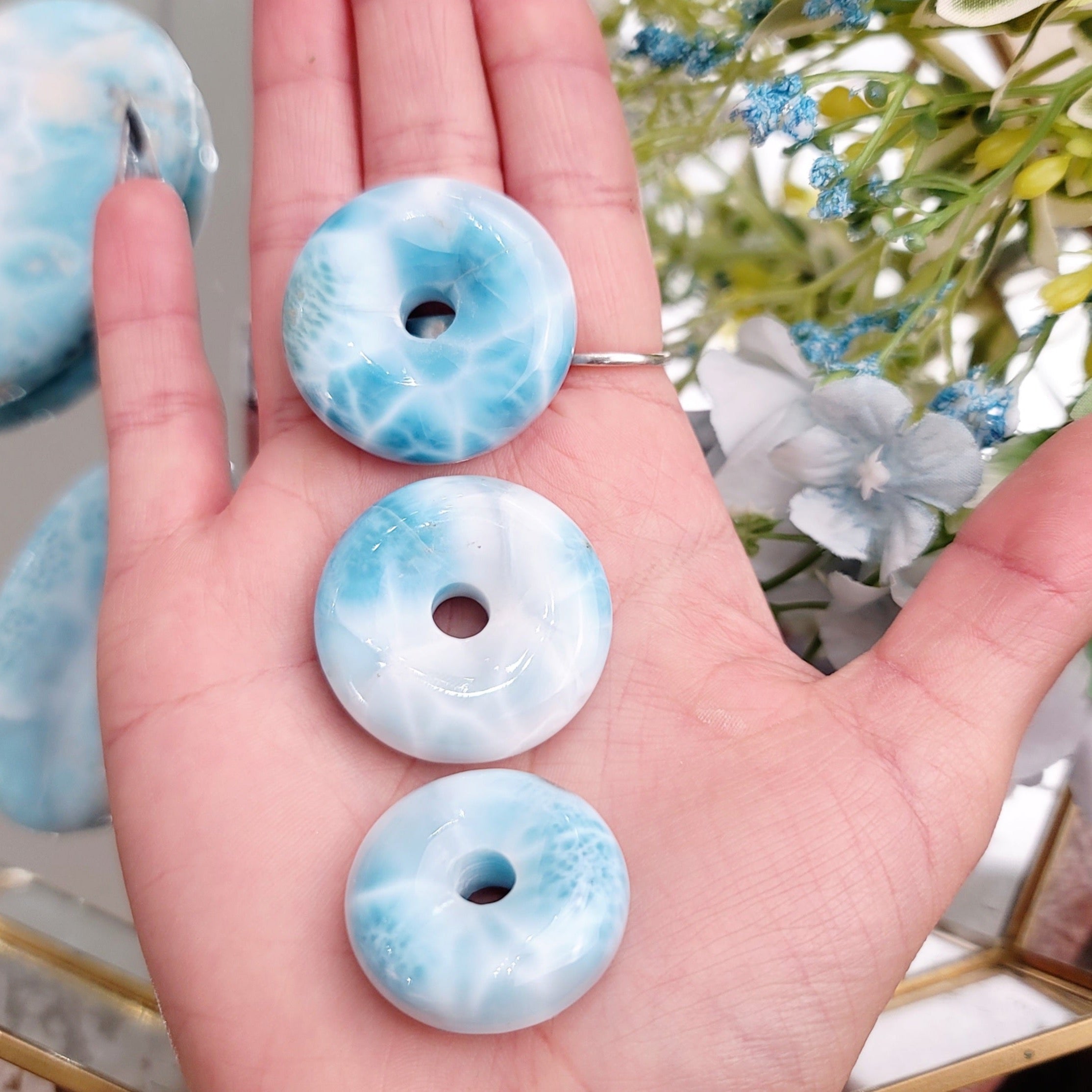 Larimar Donut Pendant for Peace and Tranquility