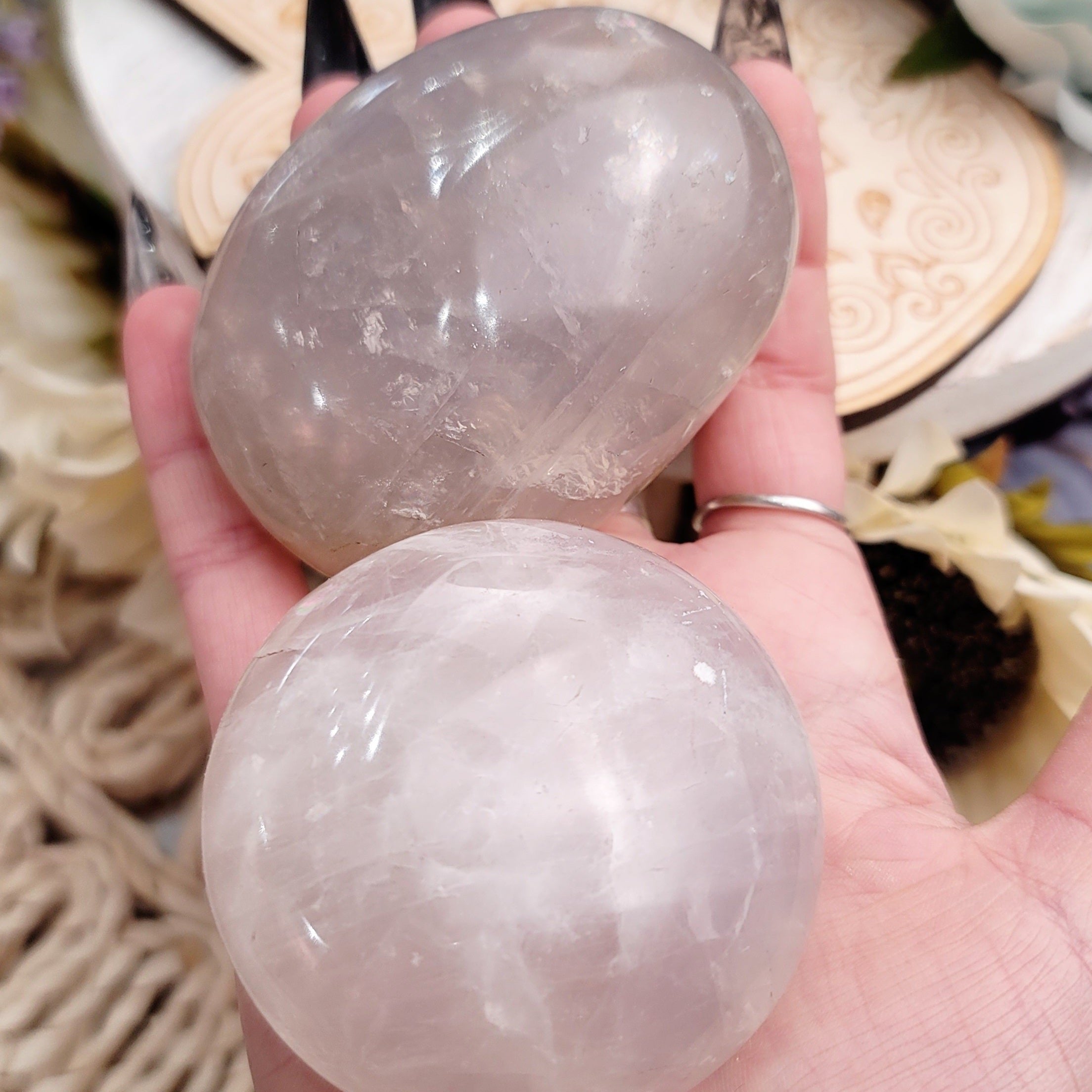 Blue Rose Quartz Palm Stone for Attracting the Love You Need Into Your Life