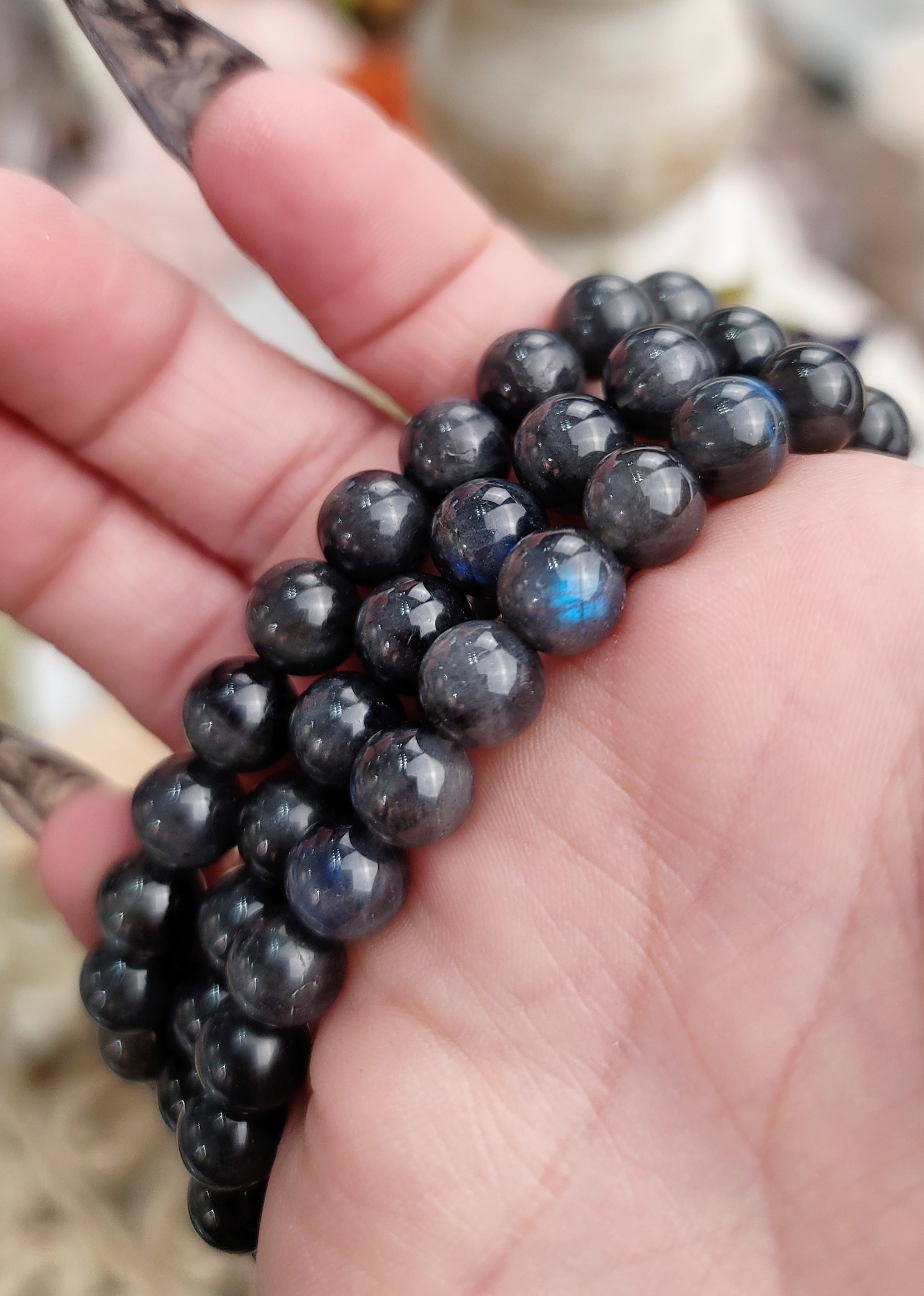 Black Labradorite Bracelet (AAA Grade) for Intuition and Magic