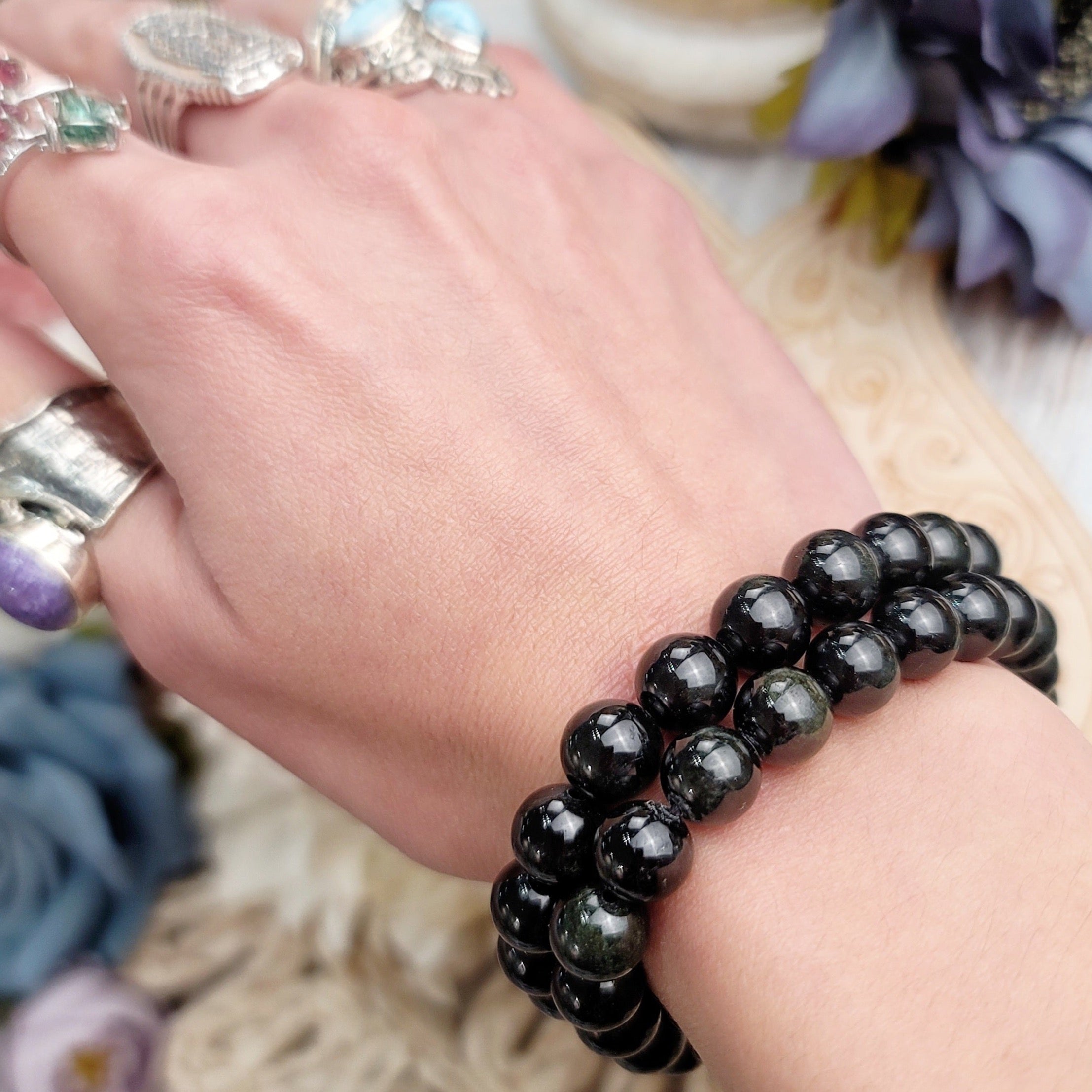 Black Star Diopside Bracelet for Anxiety Relief, Balance and Grounding