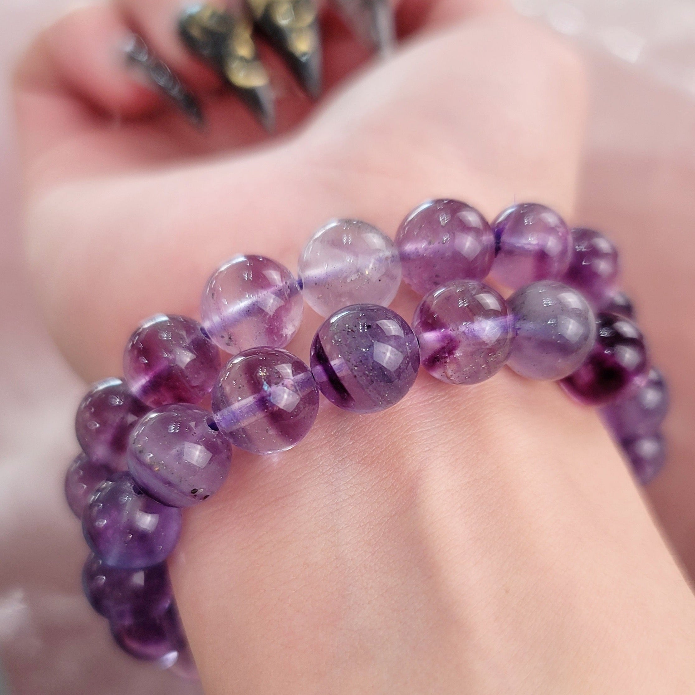 Fluorite with Pyrite Bracelet for Good Luck, Focus and Mental Clarity