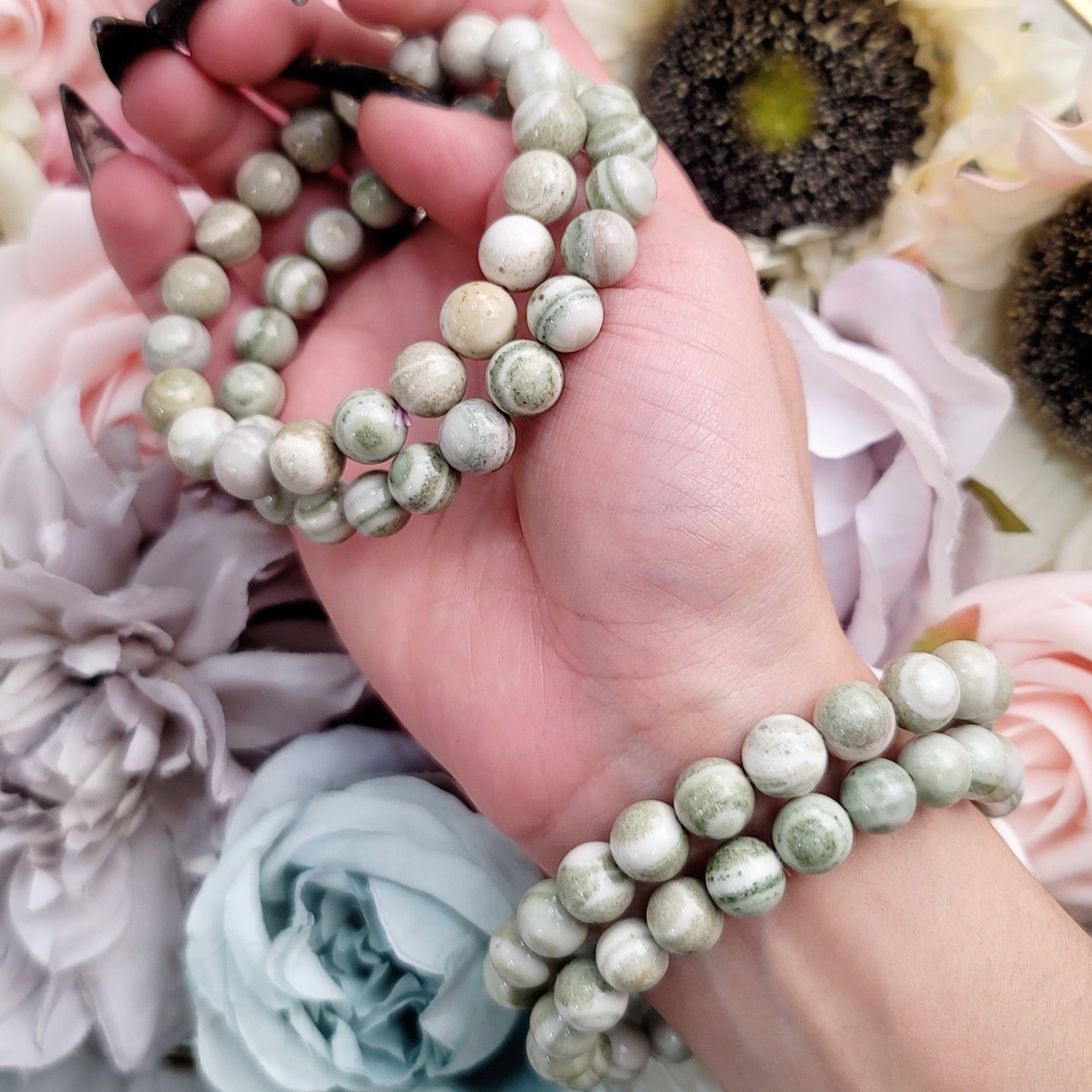 Pistachio Alashan Agate Bracelet for Soothing your Heart