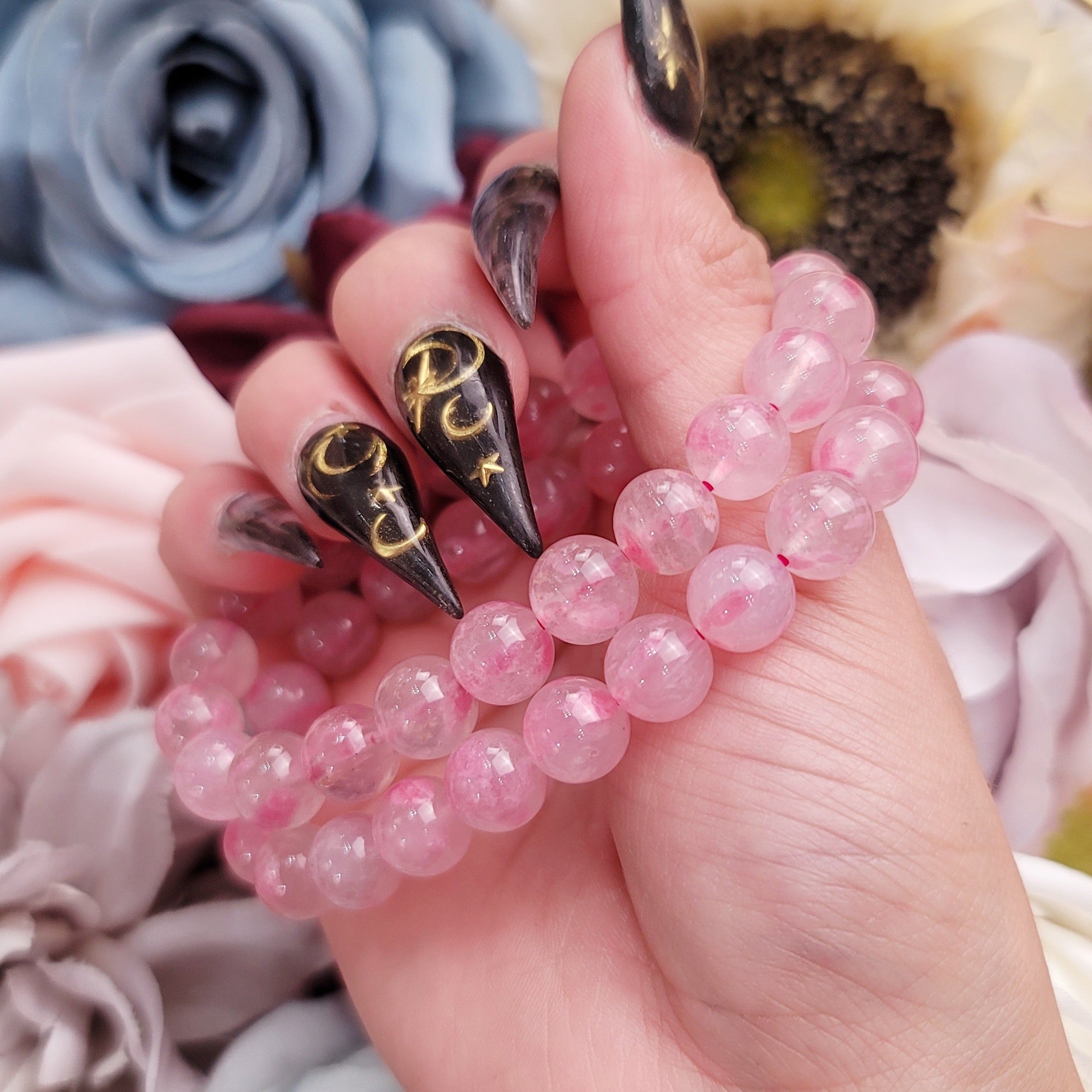 Sakura Rhodonite in Quartz (High Quality) Bracelet for Attraction, Love and Self Worth