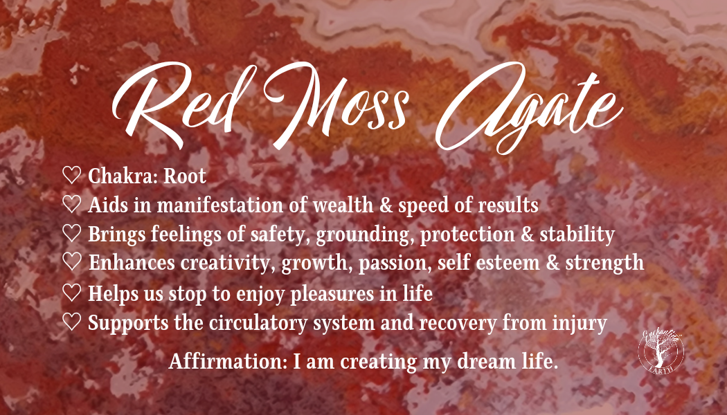 Red Moss Agate Obelisk for Manifestation of Wealth & Speed of Results