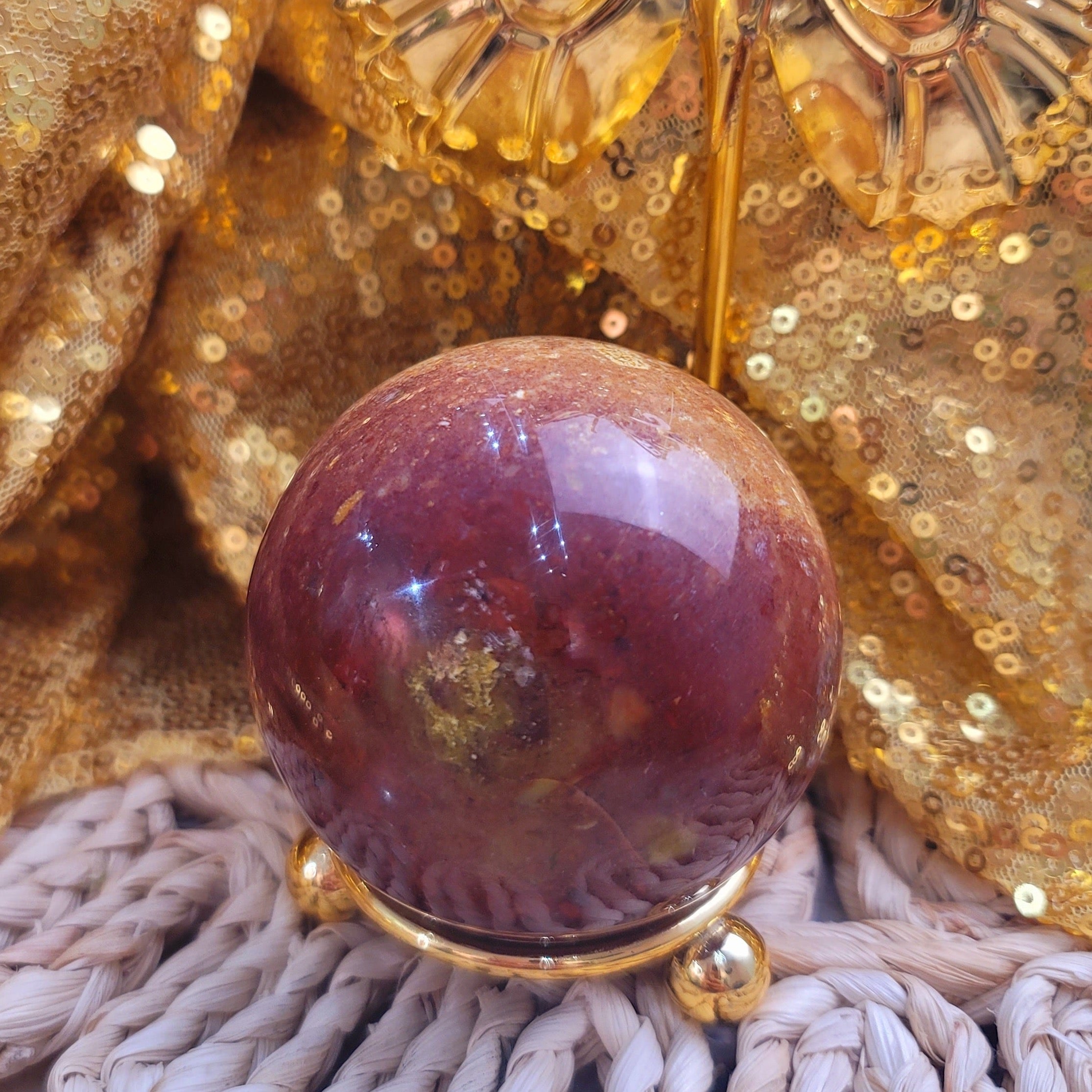 Red Moss Agate Sphere for Manifestation of Wealth & Speed of Results