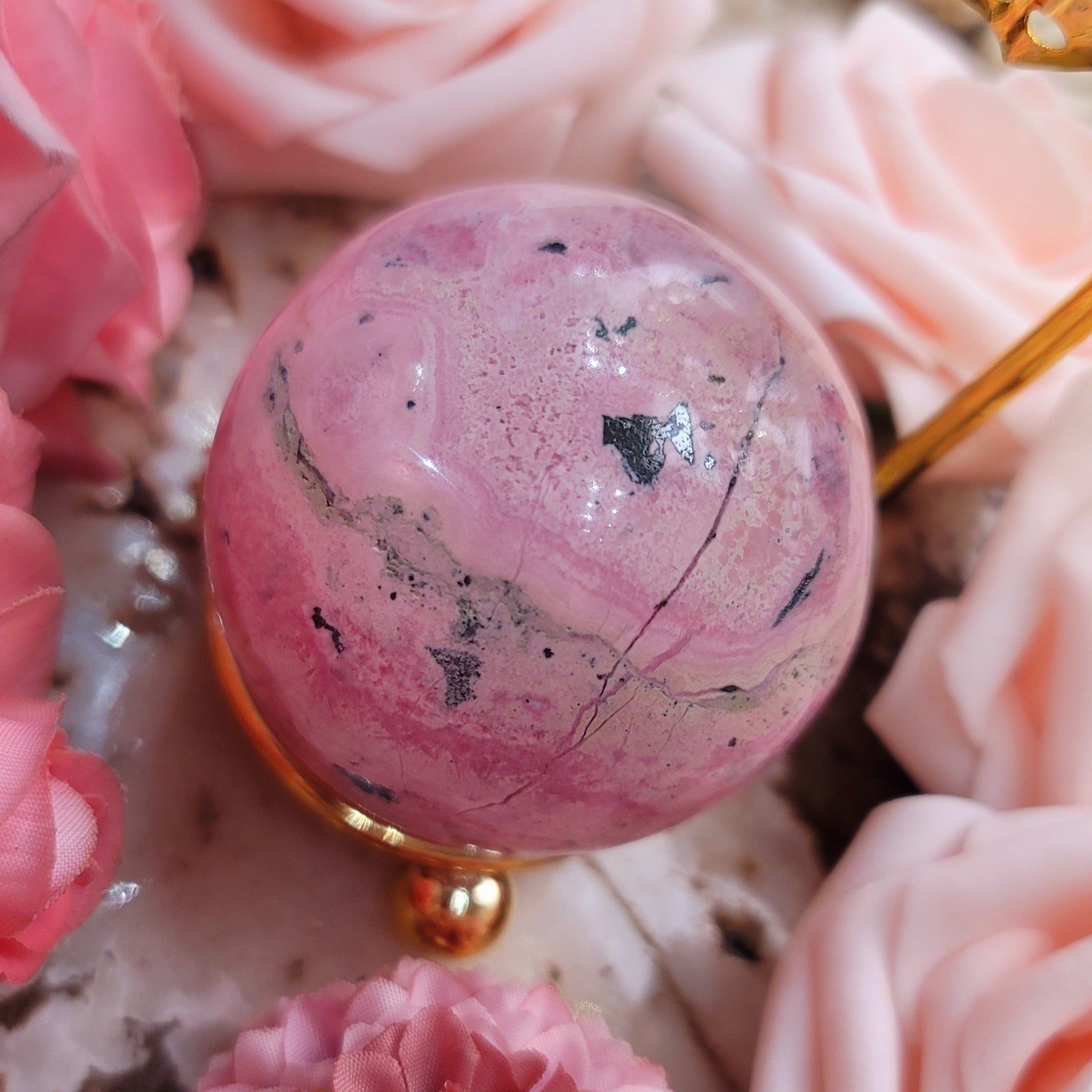 Rhodonite Sphere for Attraction, Romance and Self Worth