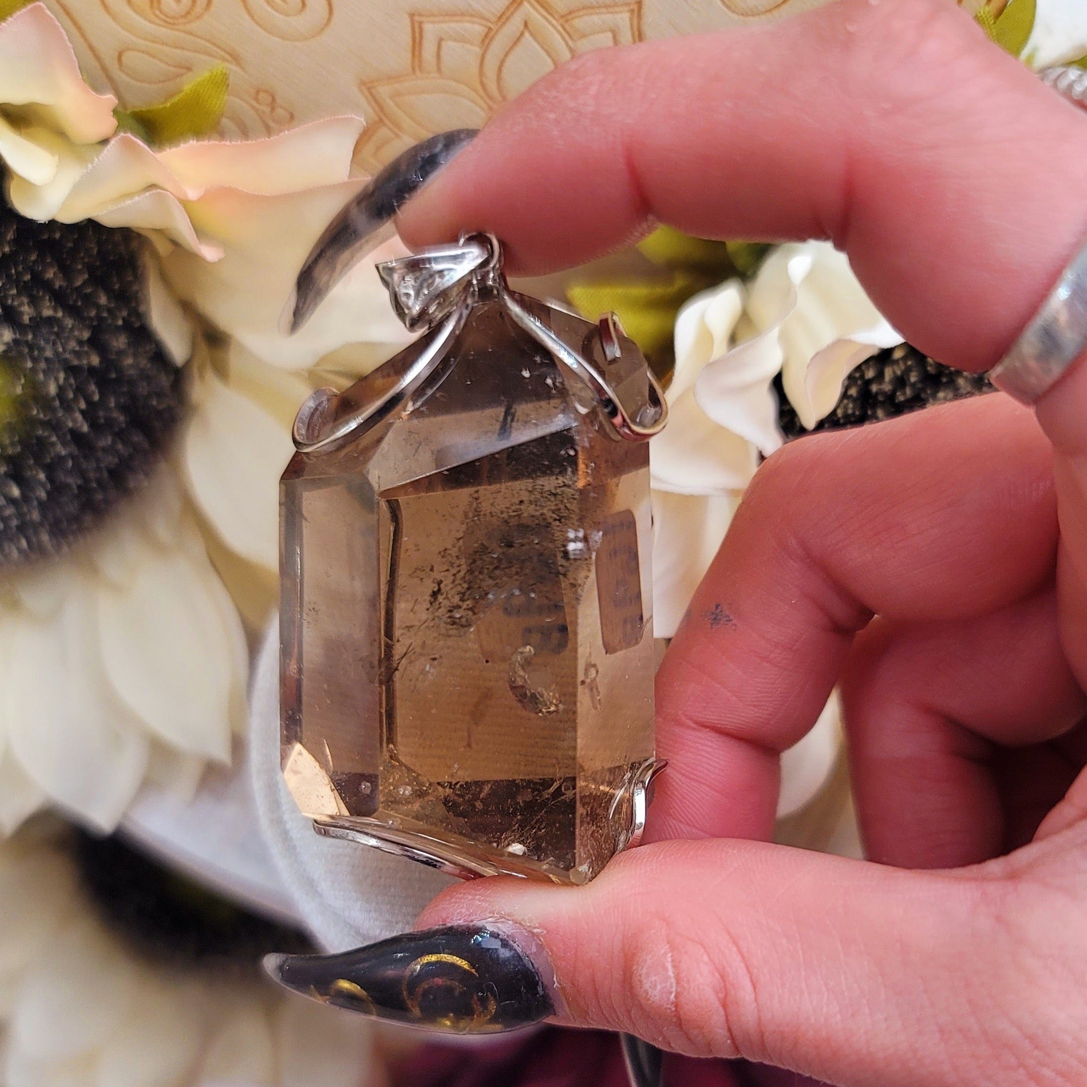 Smokey Quartz Pendant .925 Silver for Cleansing Energy, Manifesting and Protection