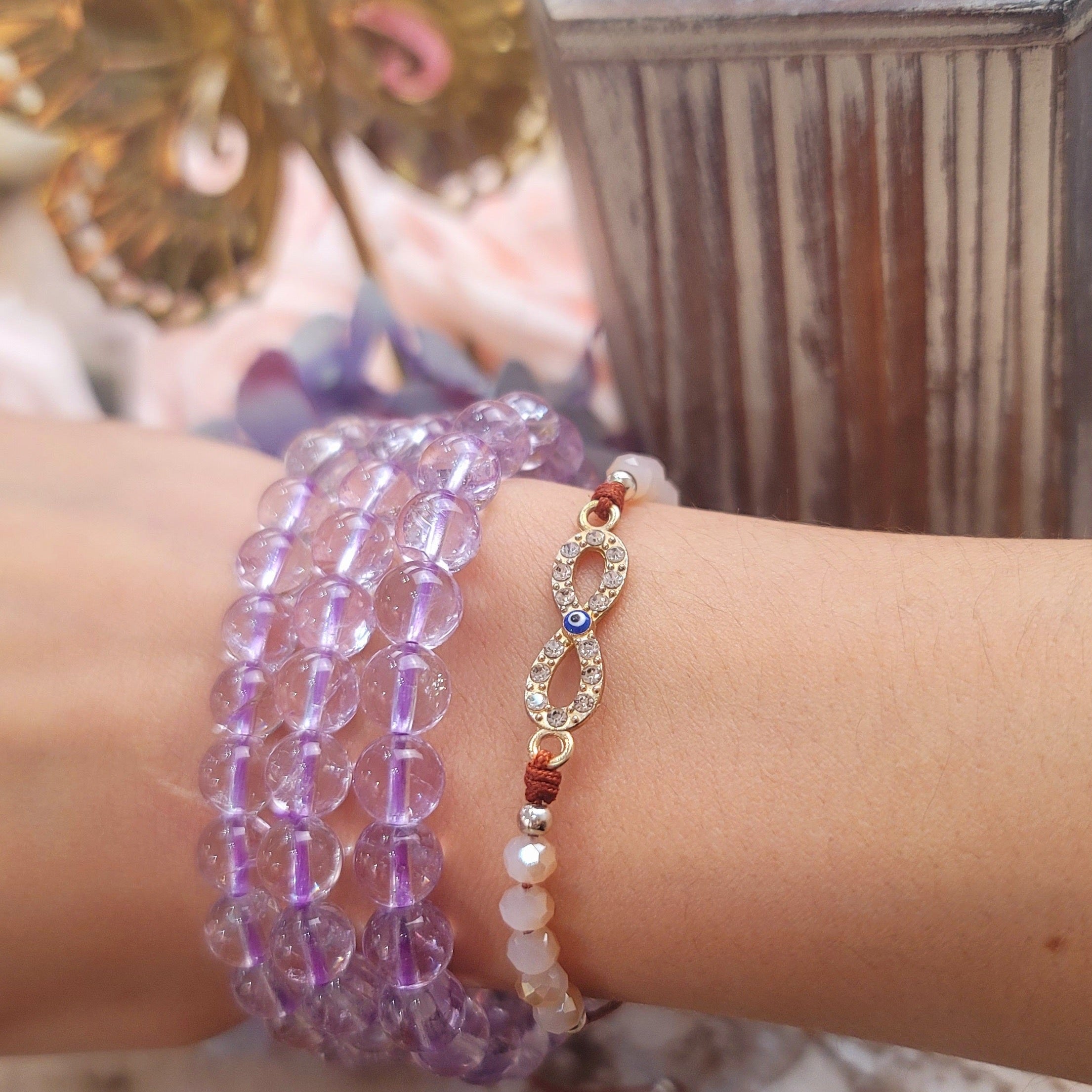 Amethyst Pastel Rainbow Bracelet for Intuition, Connection with the Divine and Sobriety