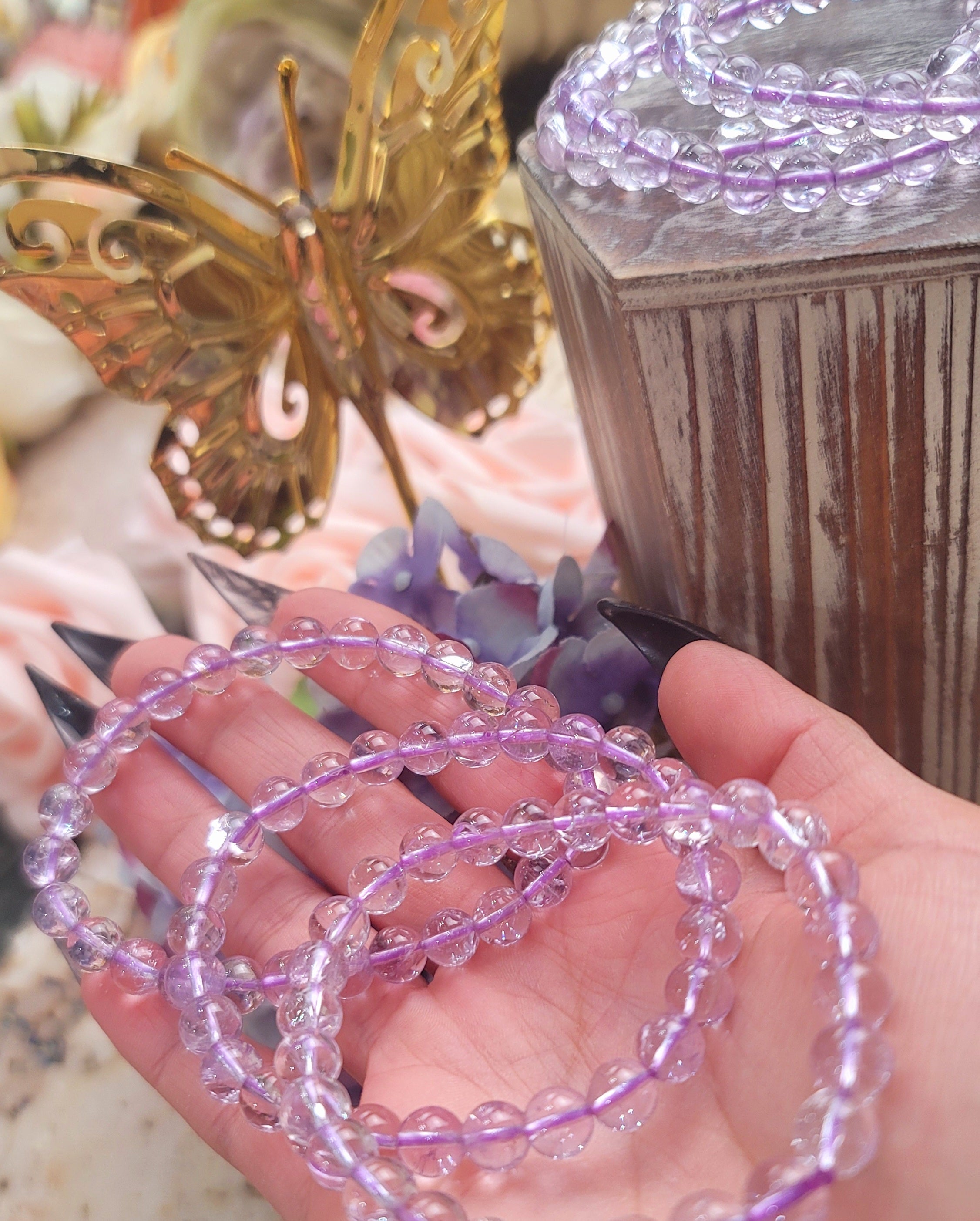 Amethyst Pastel Rainbow Bracelet for Intuition, Connection with the Divine and Sobriety