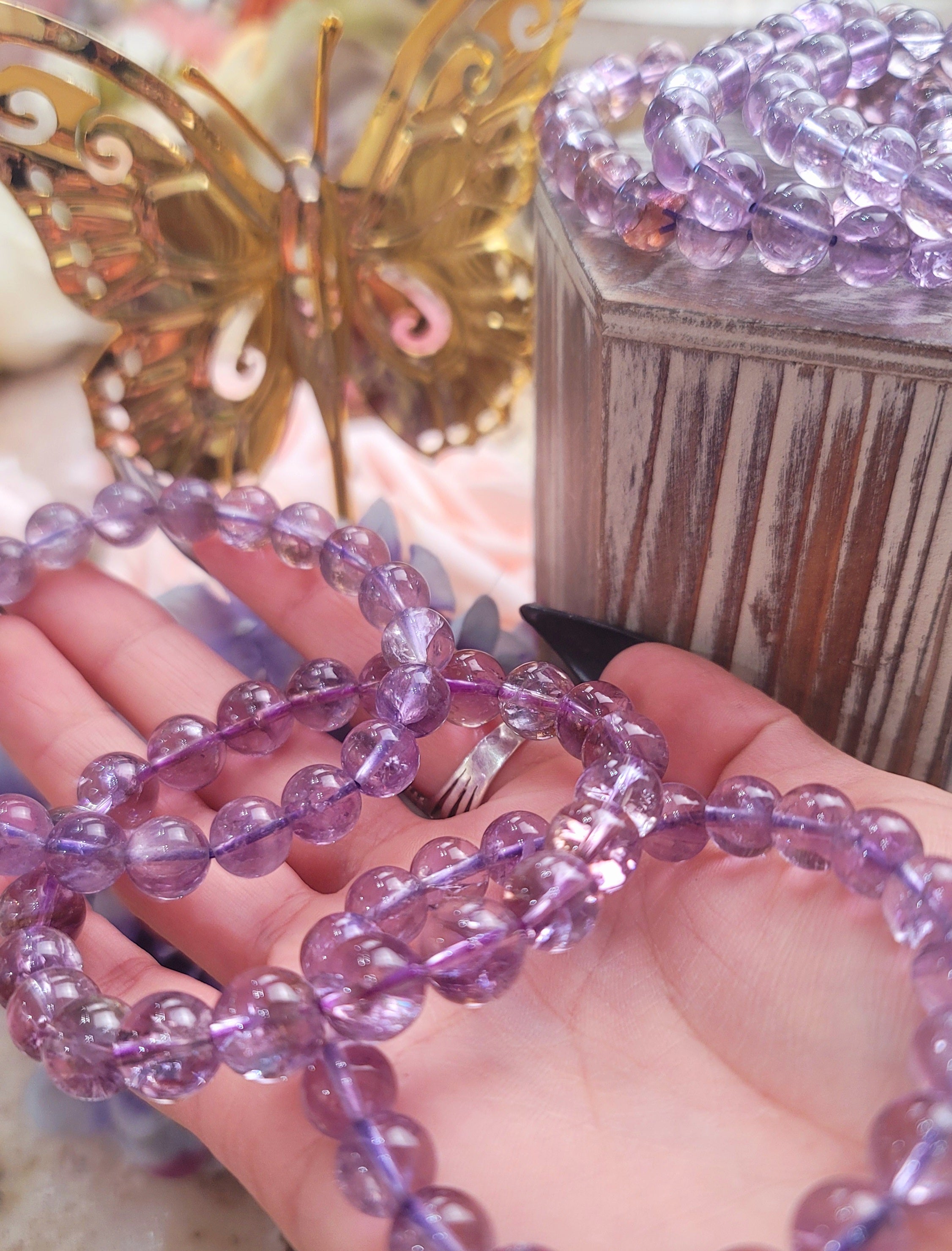 Amethyst Rainbow Bracelet for Intuition, Connection with the Divine and Sobriety