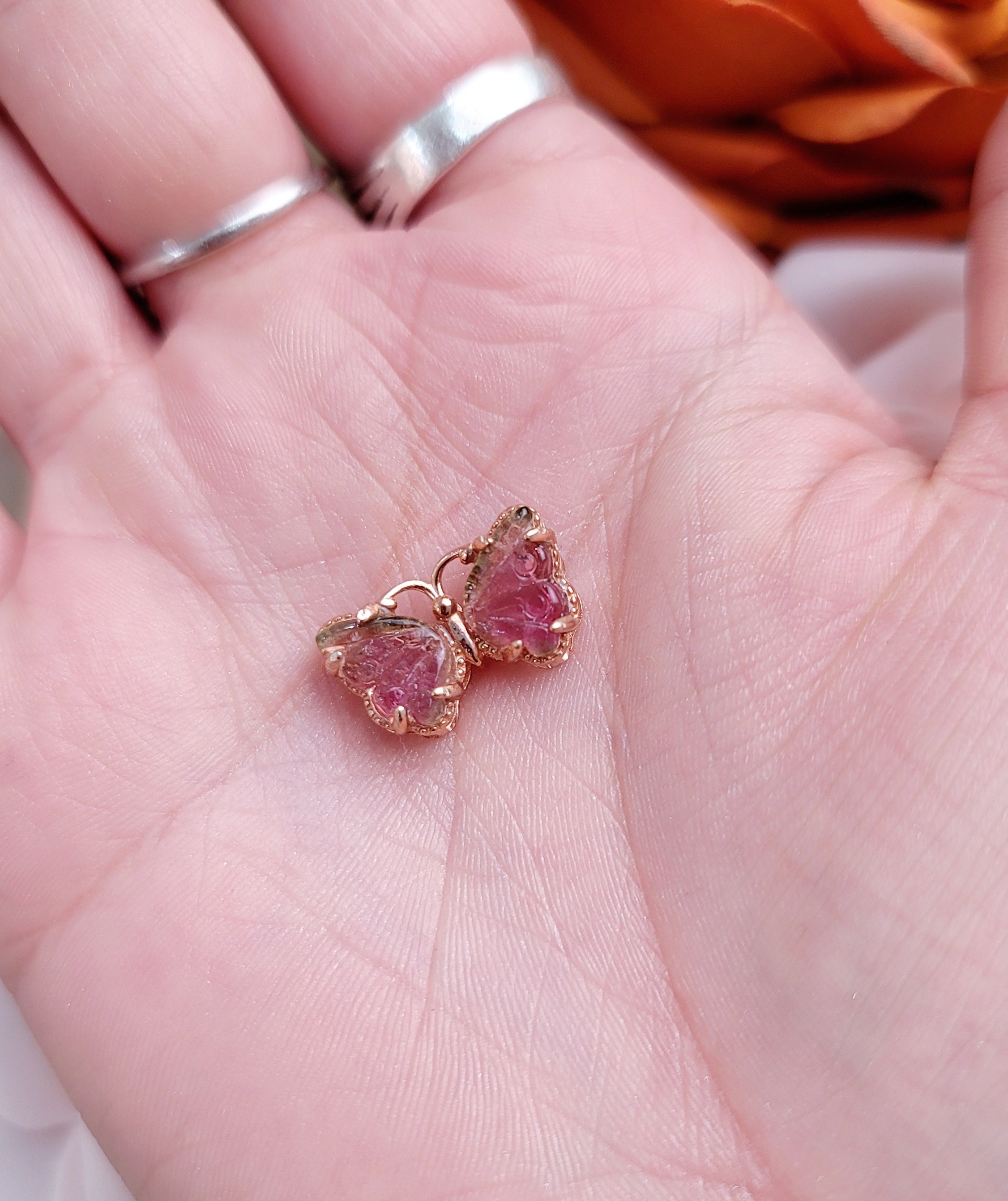 Watermelon Tourmaline Butterfly Pendant for Heart Healing, Joy and Love *Select Yours*