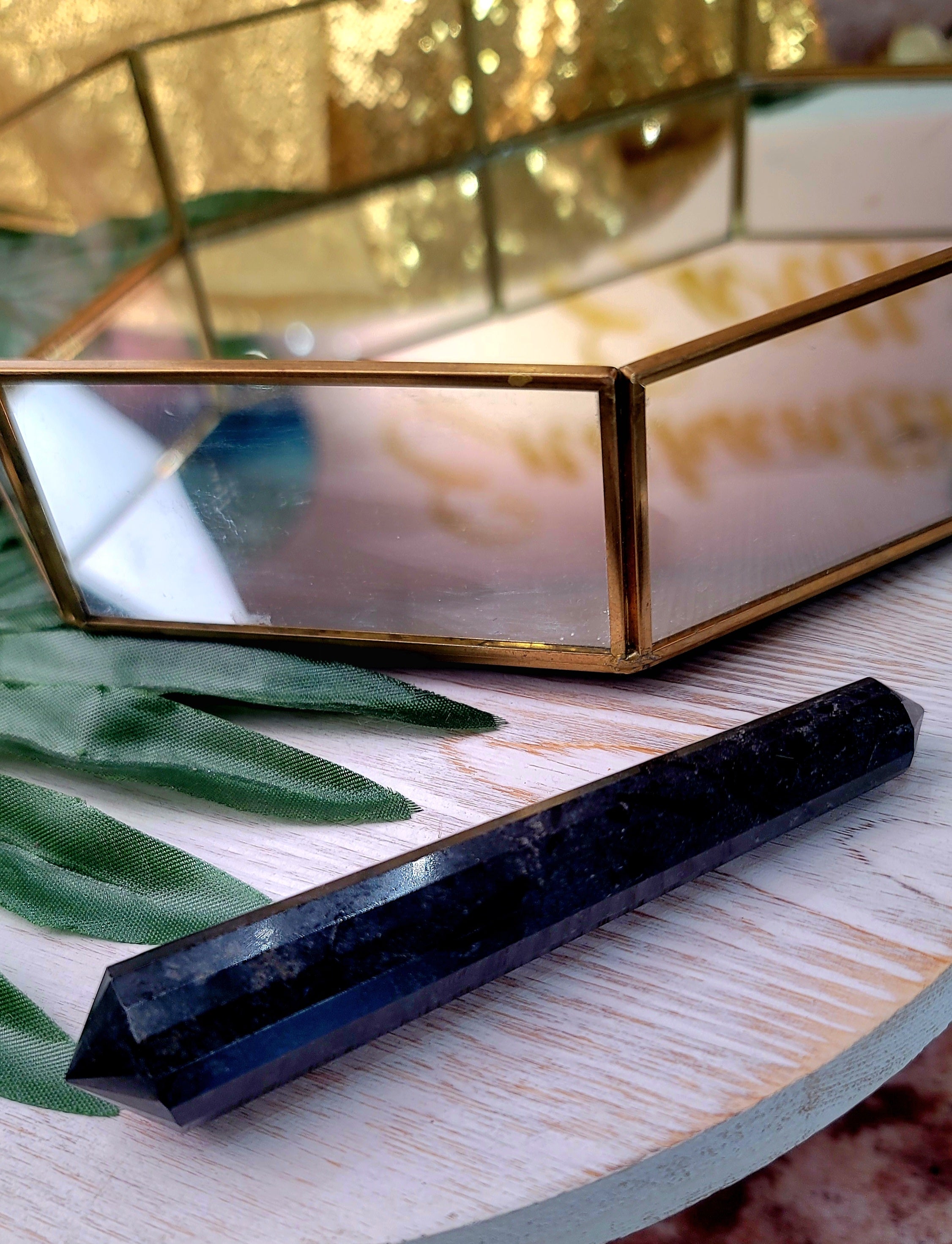 Black Tourmaline Double Terminated Vogel Wand for Protection and Grounding