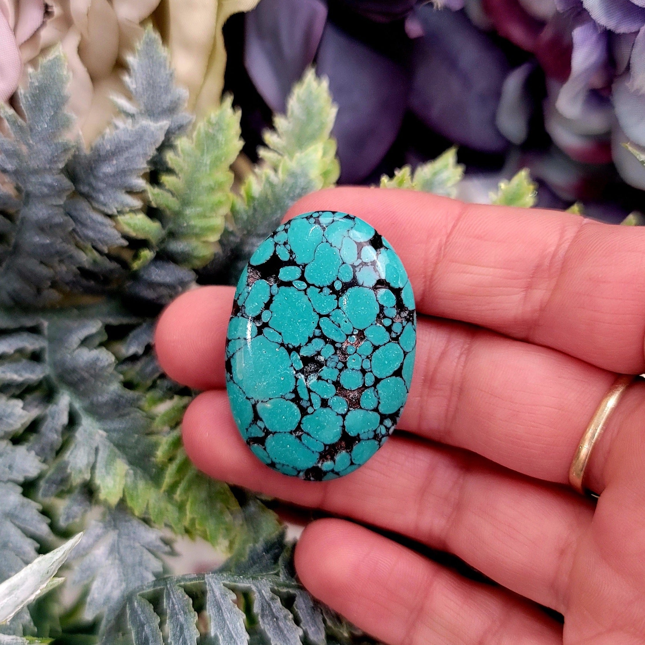 Tibetan Turquoise Mini Palm for Good Luck, Prosperity and Protection