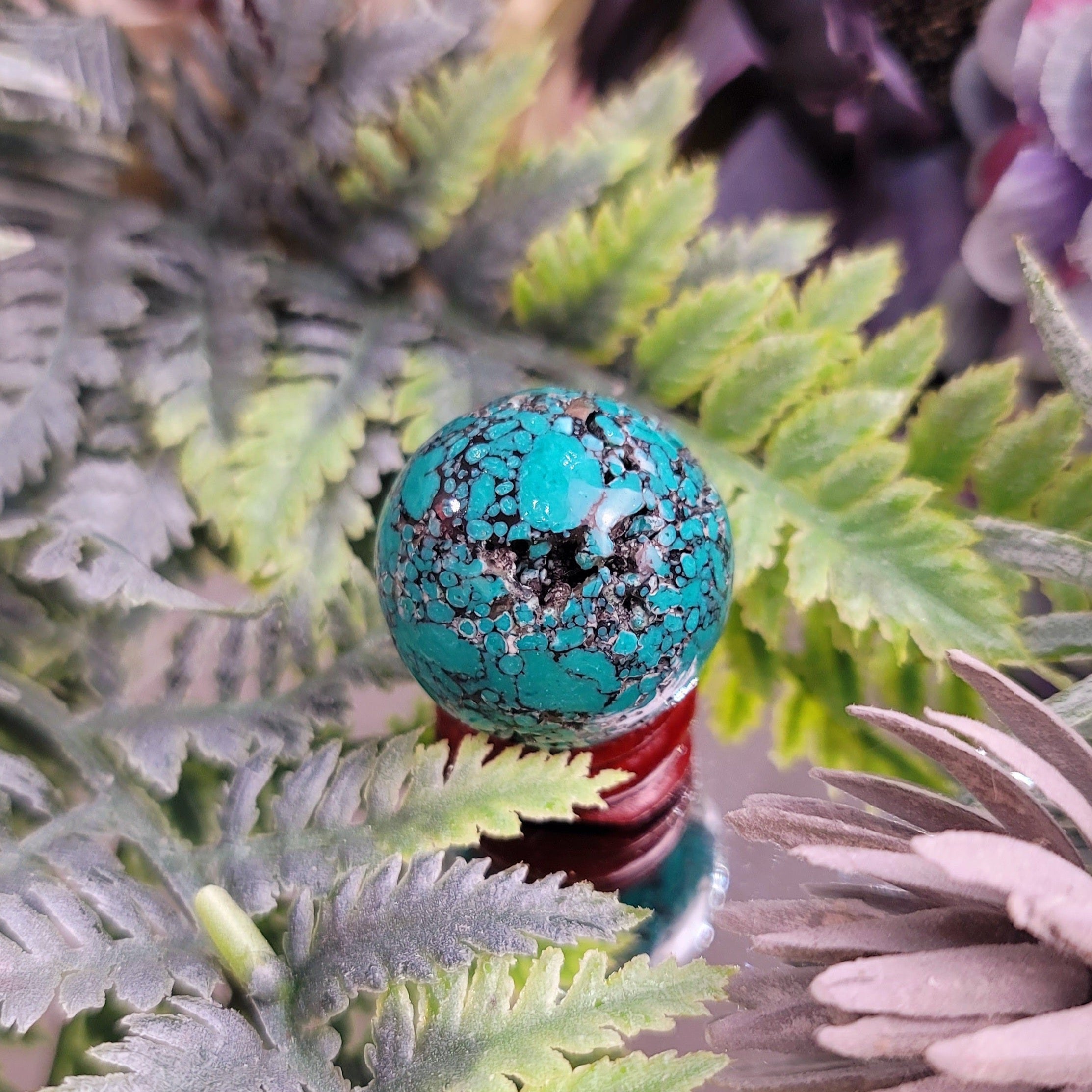 Tibetan Turquoise Mini Sphere for Good Luck, Prosperity and Protection