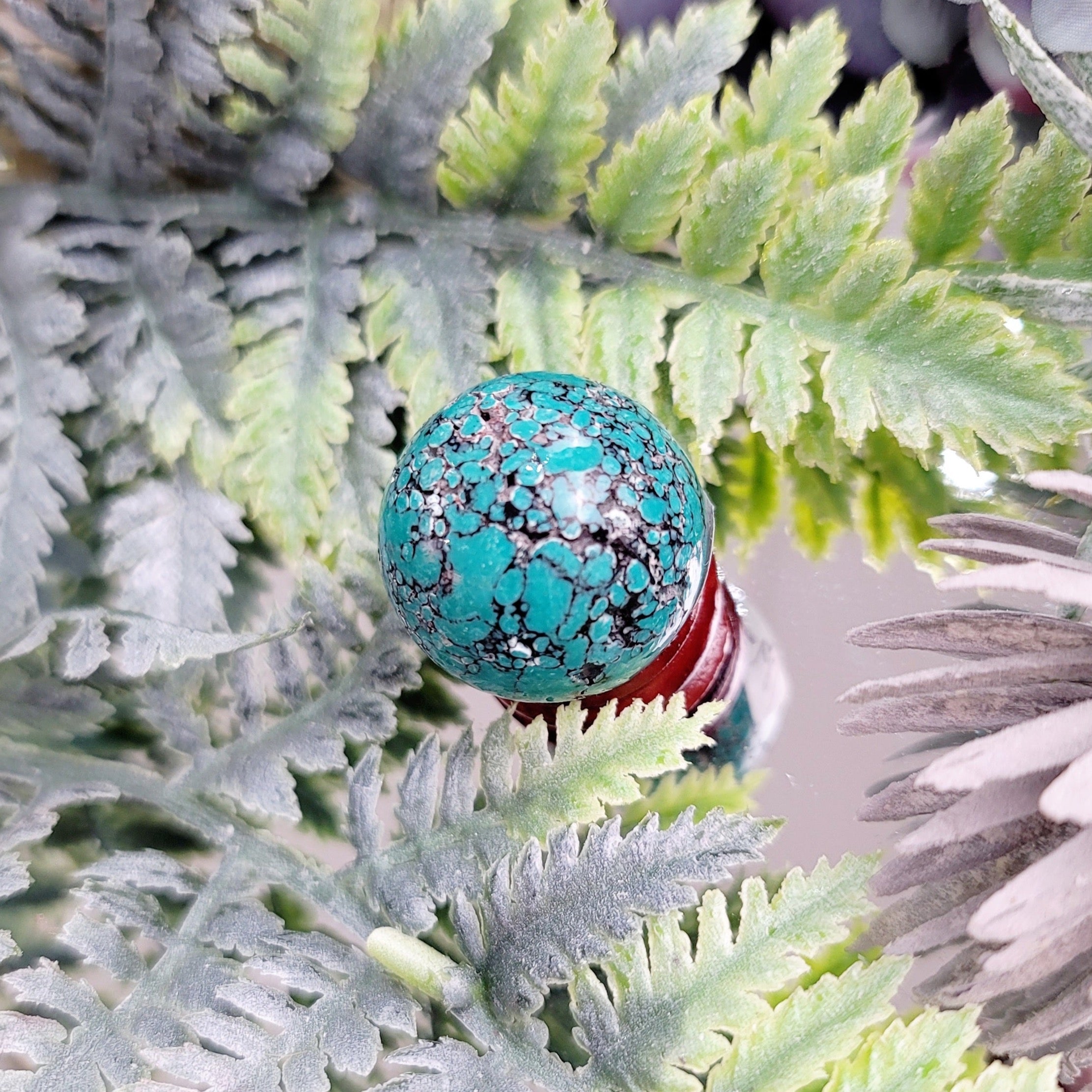 Tibetan Turquoise Mini Sphere for Good Luck, Prosperity and Protection
