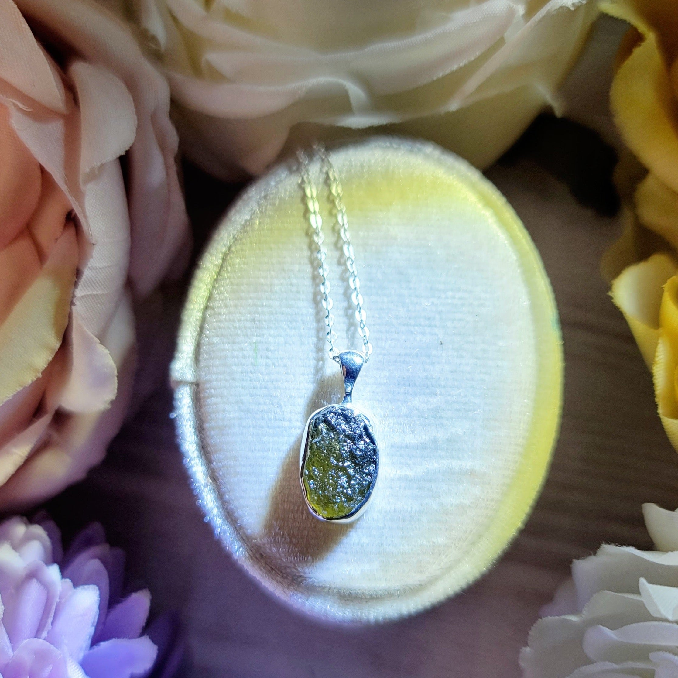 Moldavite Raw .925 Silver Necklace for Creating Your Dream Life