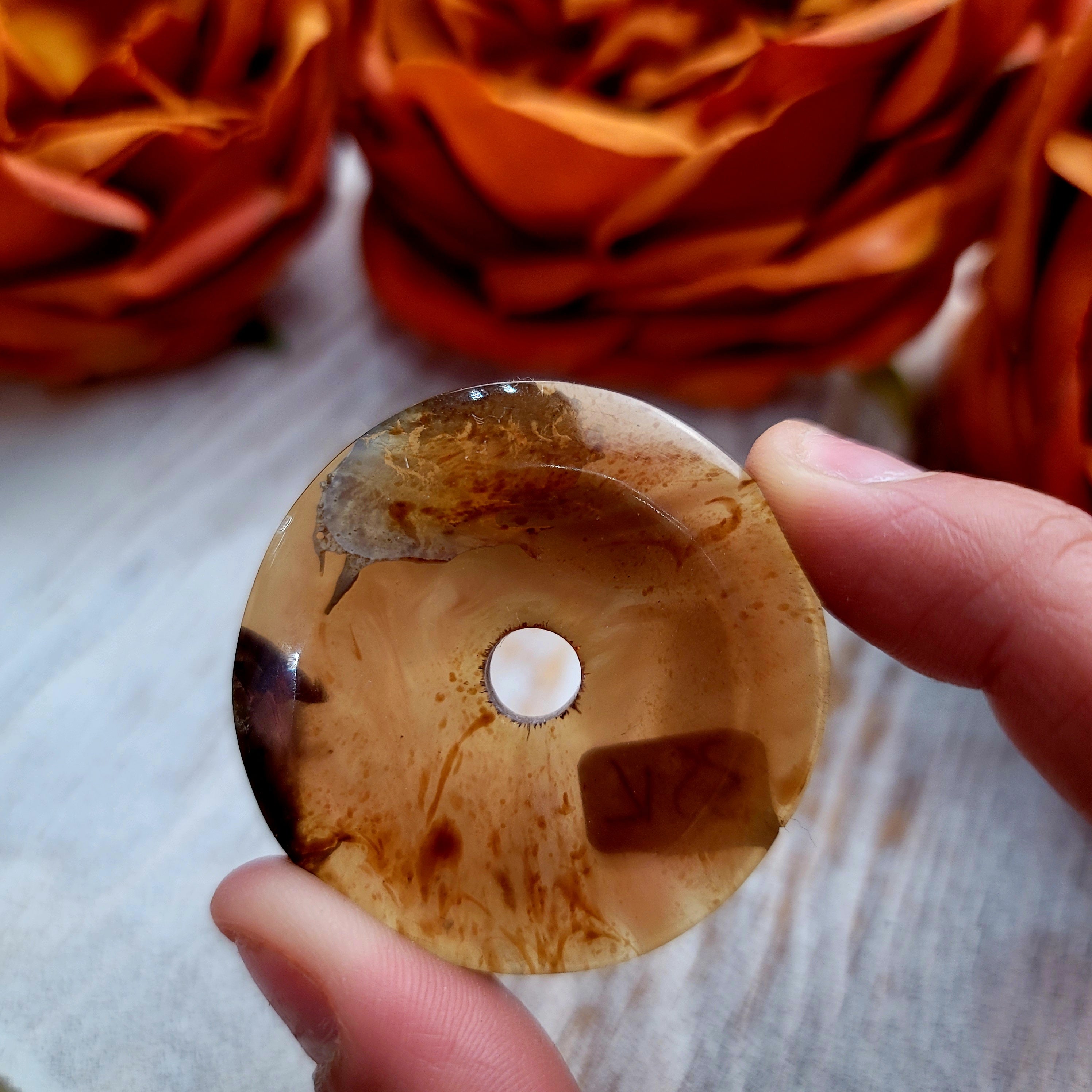 Amber Donut Pendant for Healing, Joy and Protection