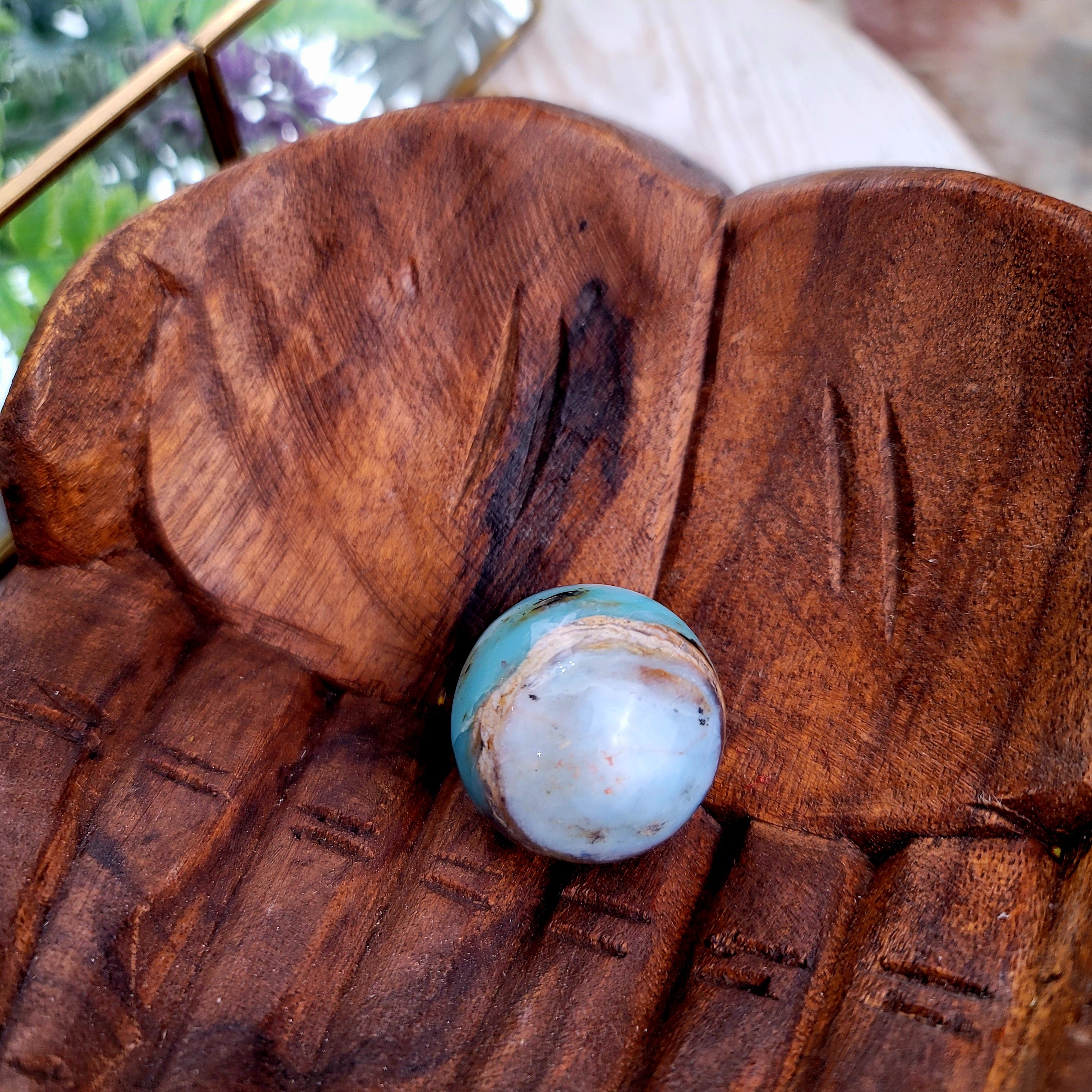 Blue Opal Spheres for Growth, Calming Energy, Meditation and Memory