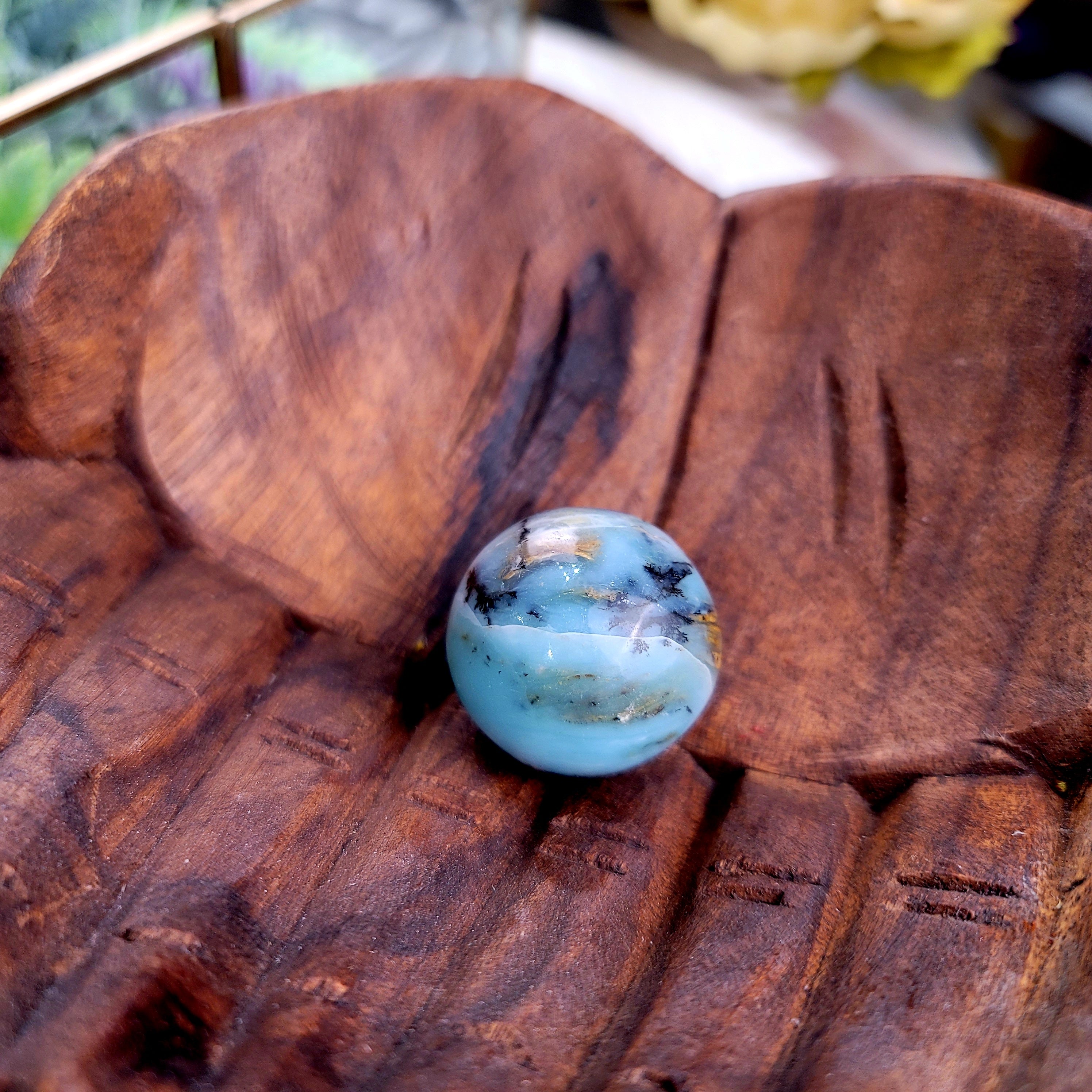 Blue Opal Spheres for Growth, Calming Energy, Meditation and Memory