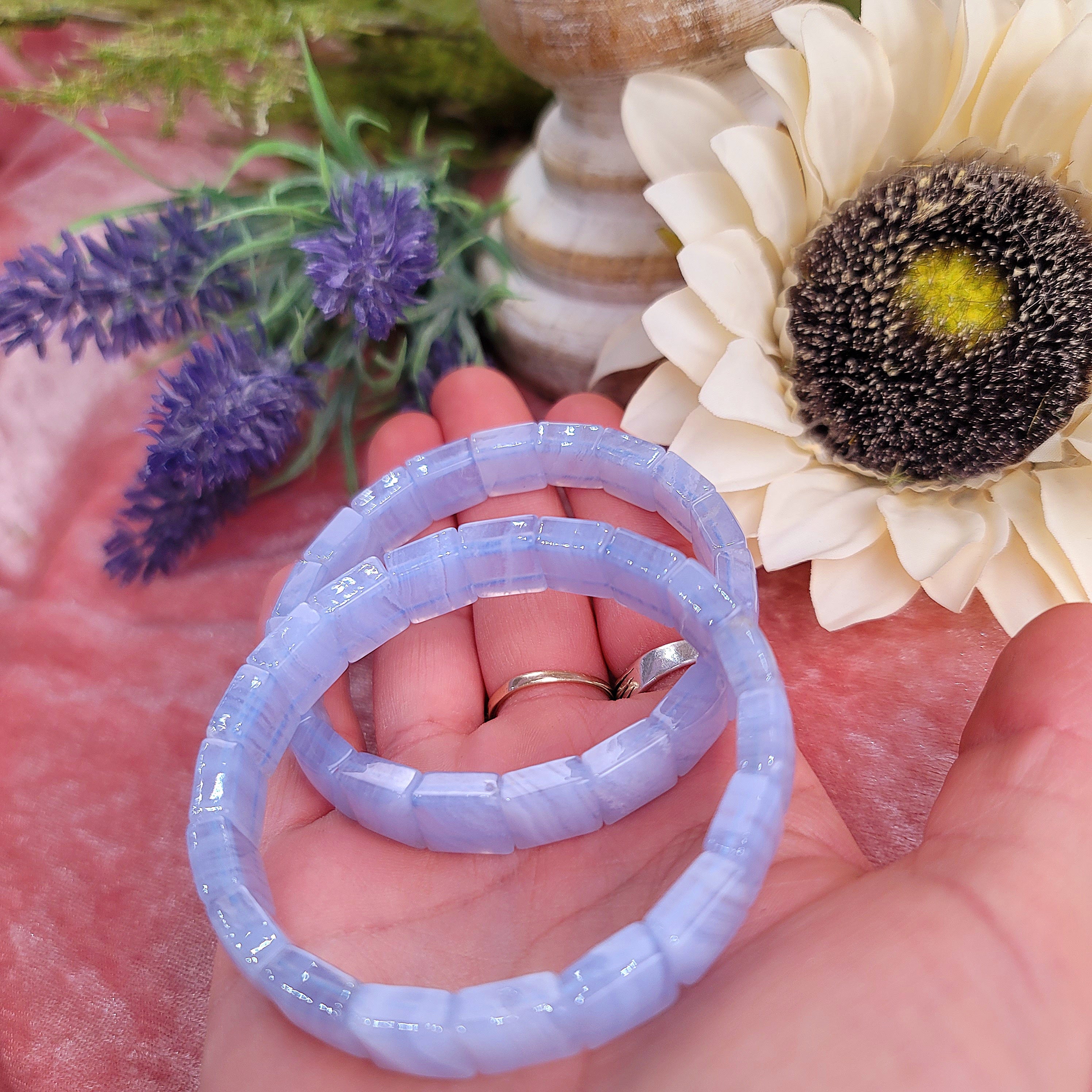 Blue Lace Agate Bangle Bracelet for Confident Communication