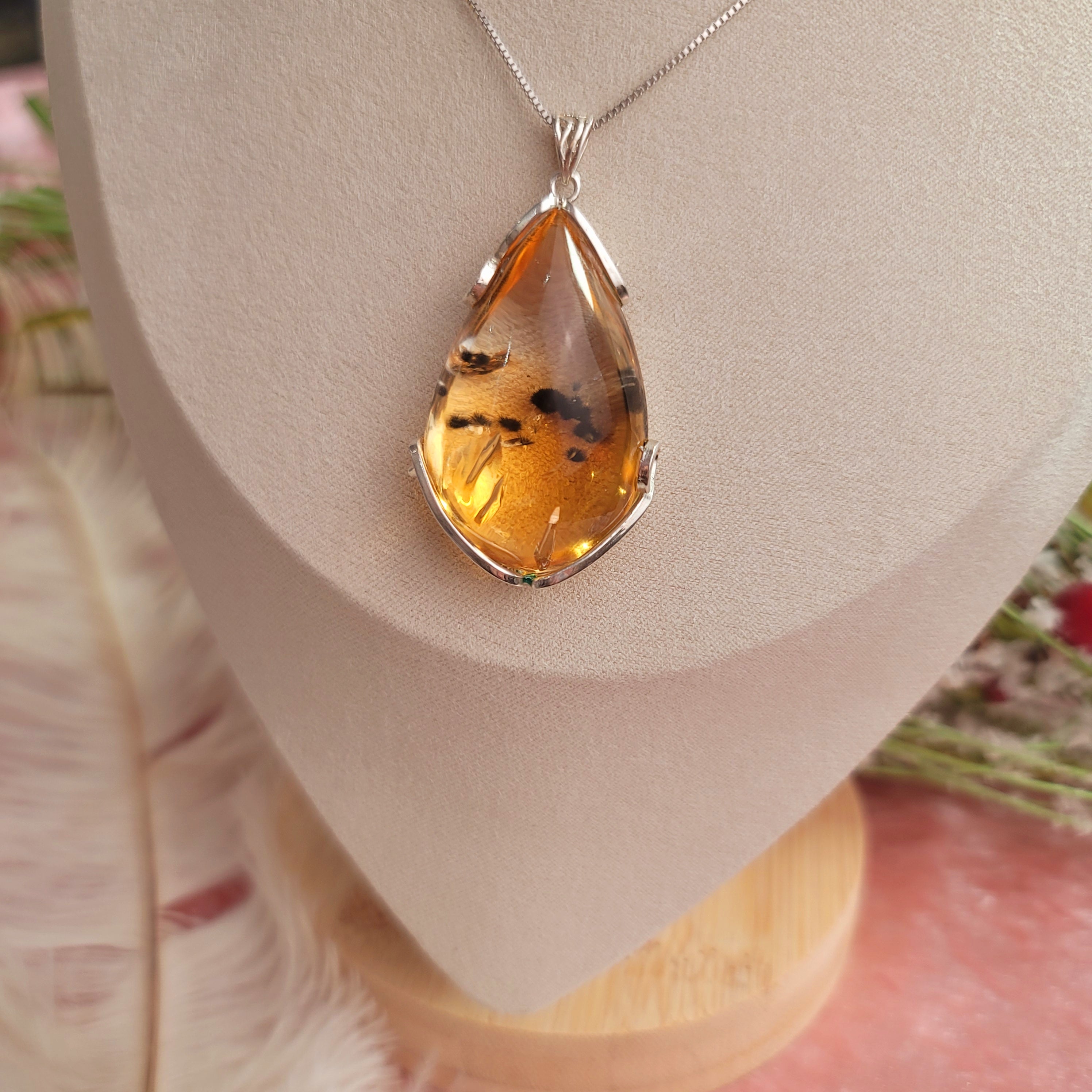 Citrine with Hollandite Inclusion Necklace for Attracting Abundance and Positivity