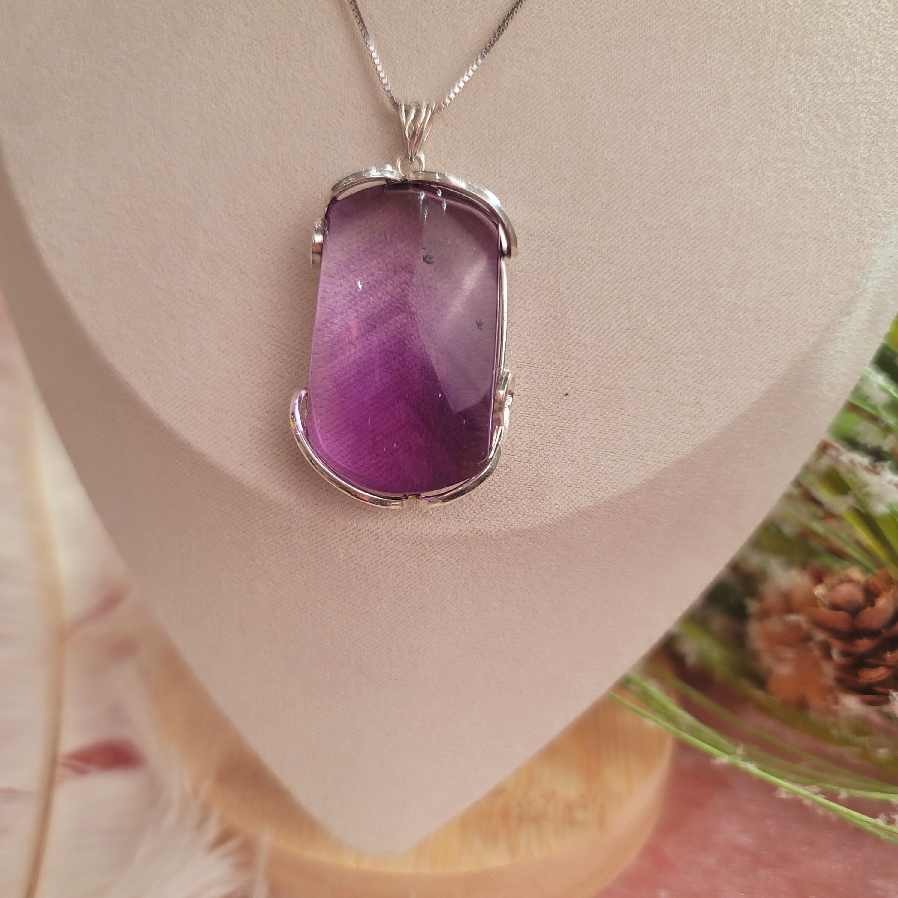 Amethyst with Hollandite Inclusion Necklace for Intuition and Protection