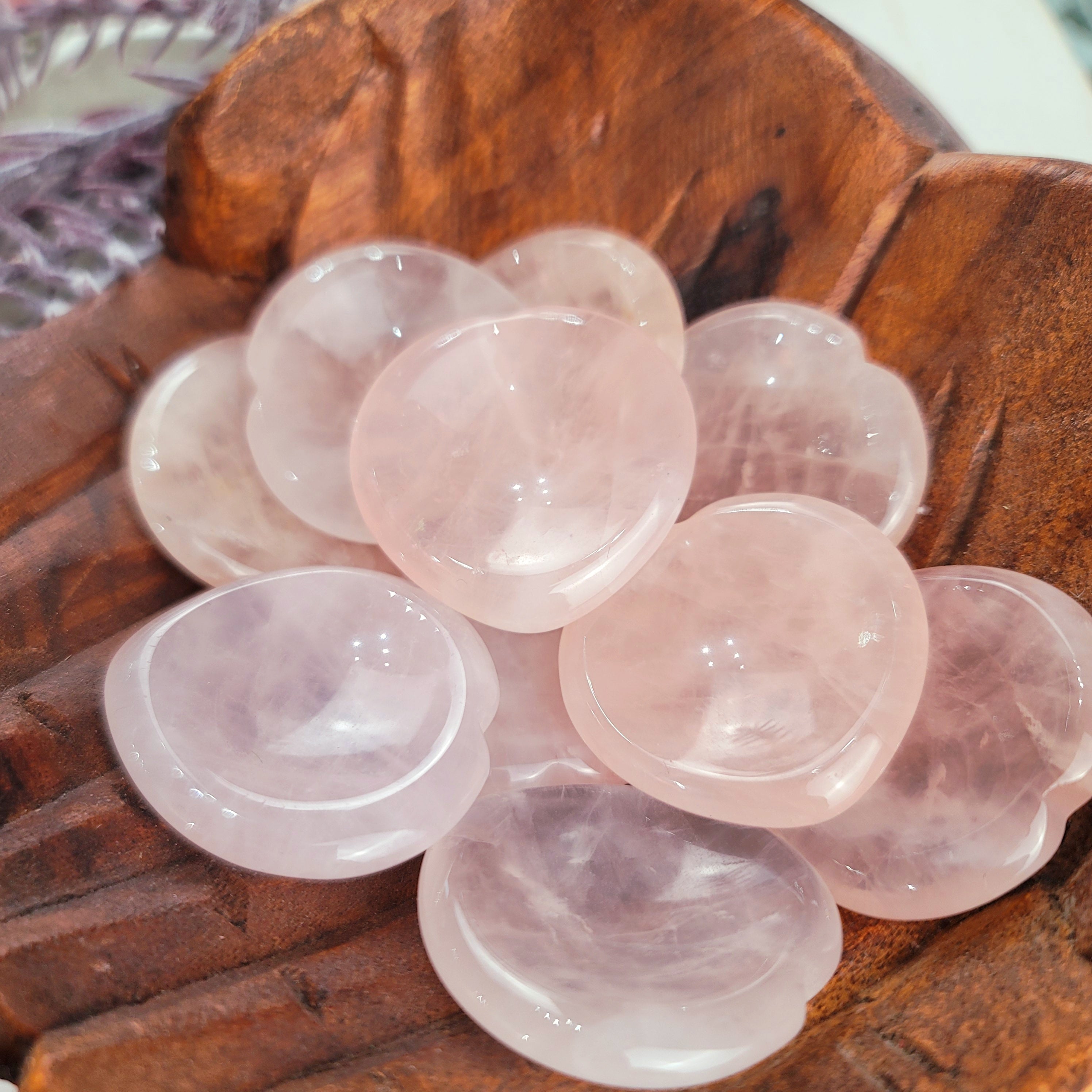 Rose Quartz Worry Stone Heart for Soothing Love Energy