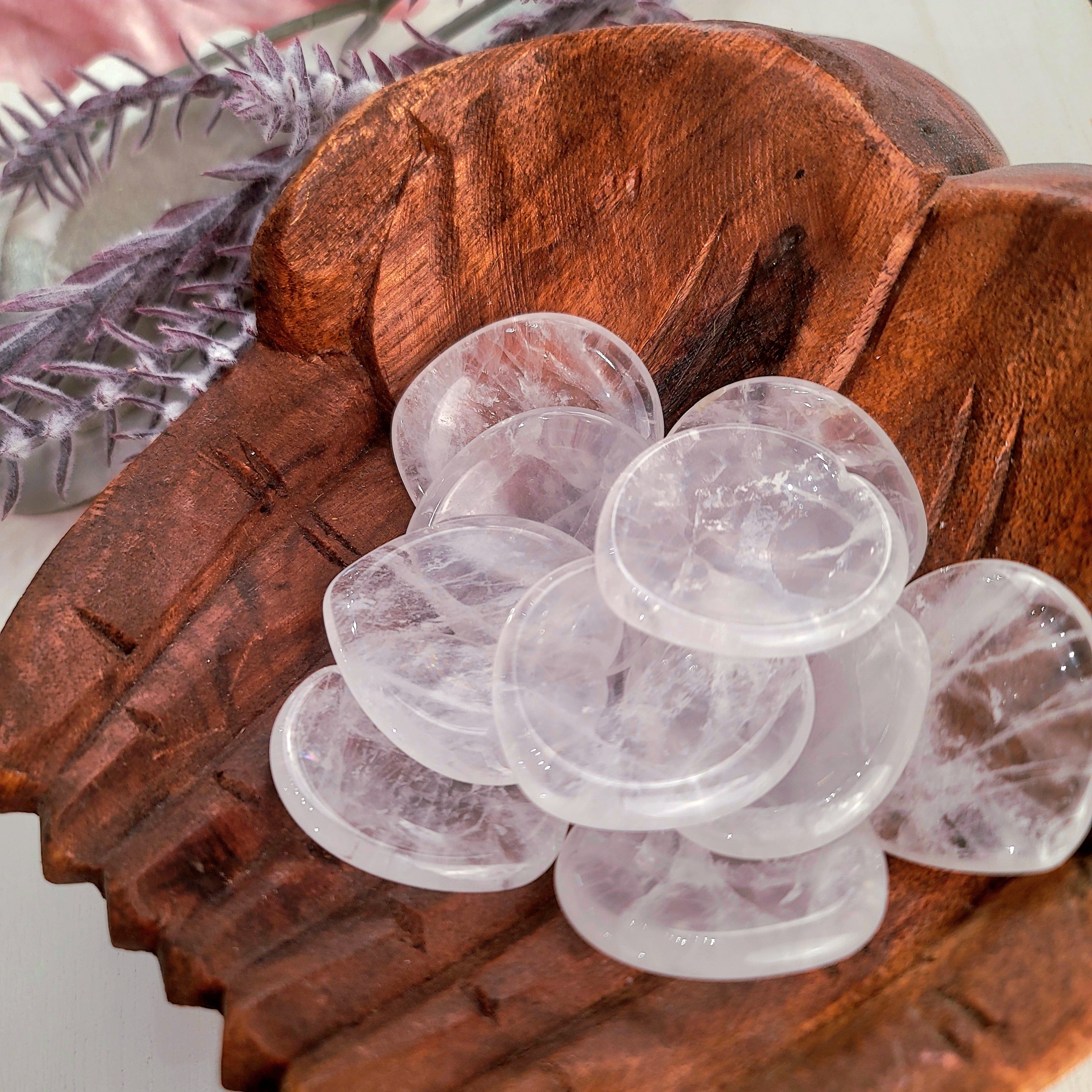 Clear Quartz Heart Worry Stone for Healing, Manifesting and Setting Intentions