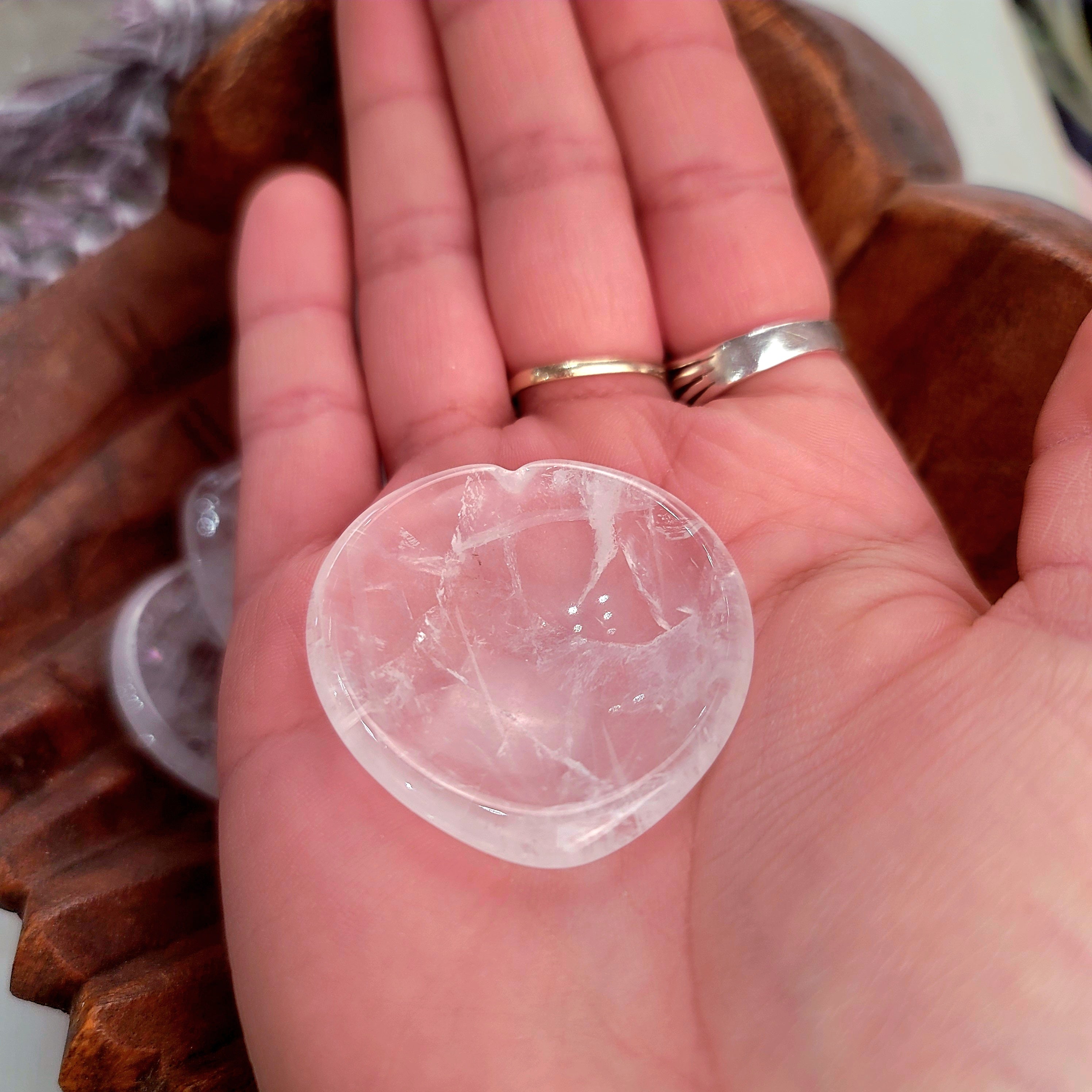 Clear Quartz Heart Worry Stone for Healing, Manifesting and Setting Intentions